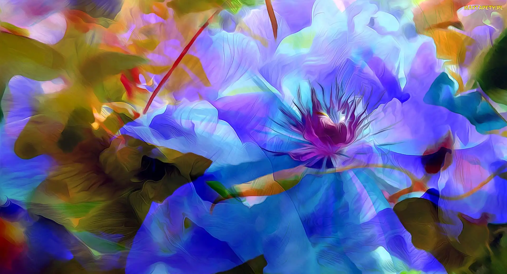 Niebieskie kwiaty, Art, Abstrakcja