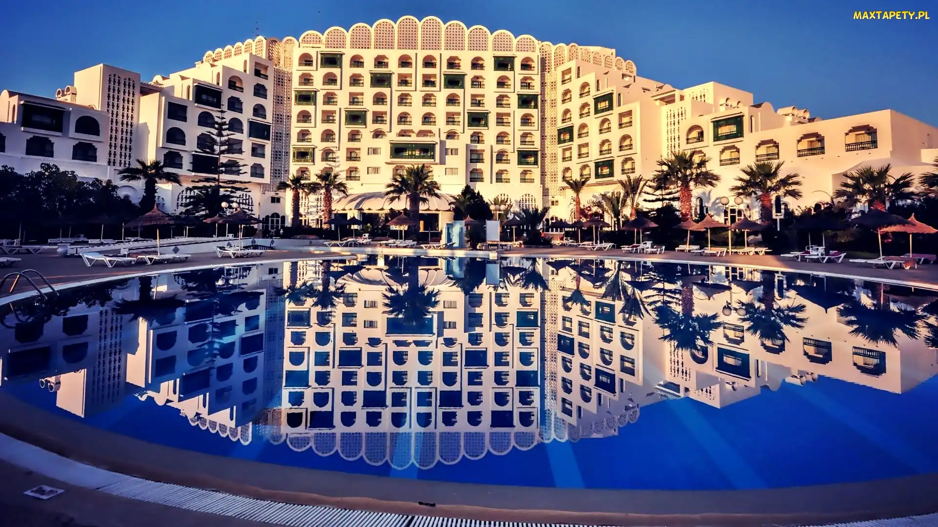 Odbicie, Cień, Base, Hotel, Palmy, Światło