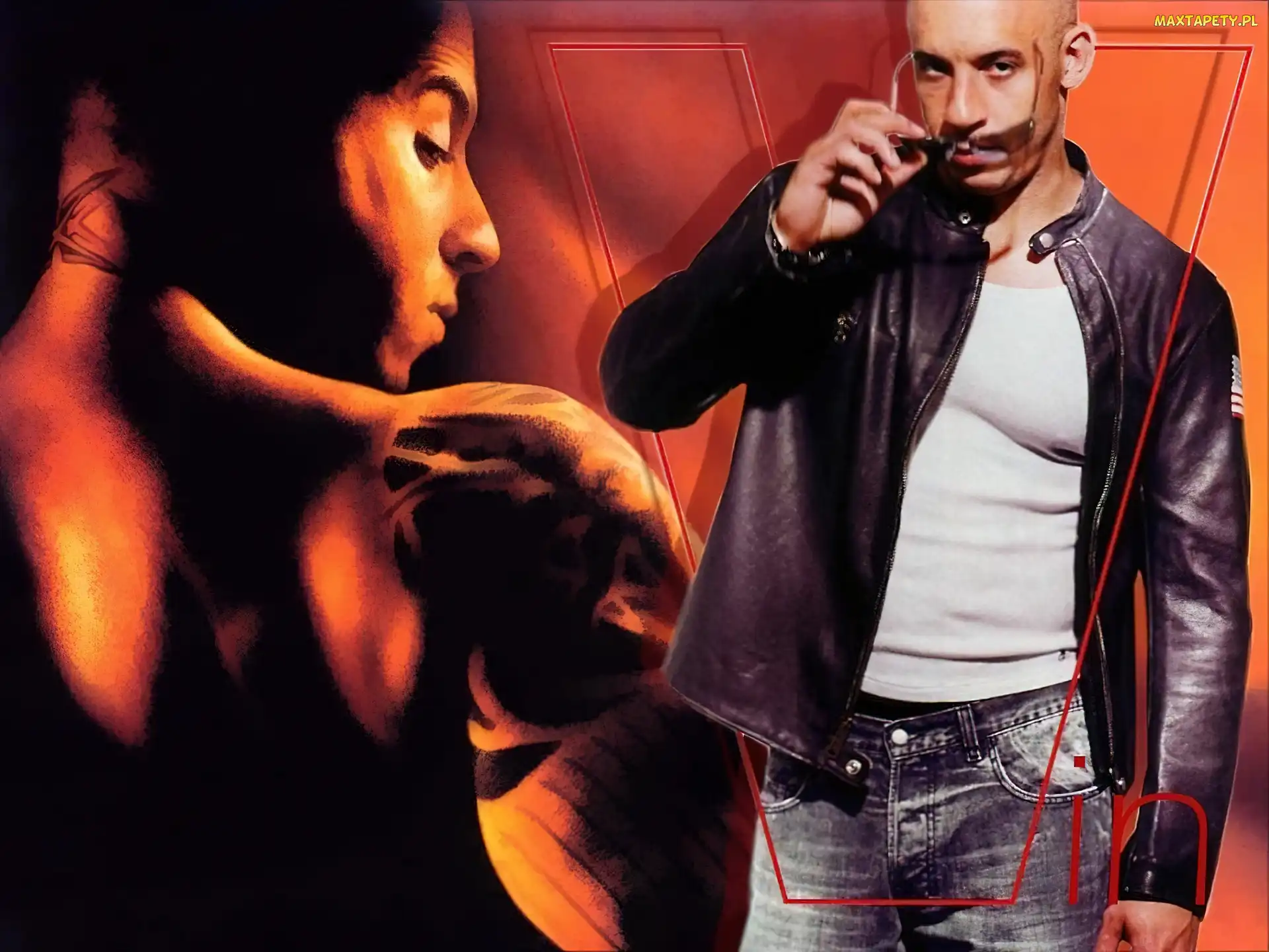 czarna kurtka, tatuaż, Vin Diesel