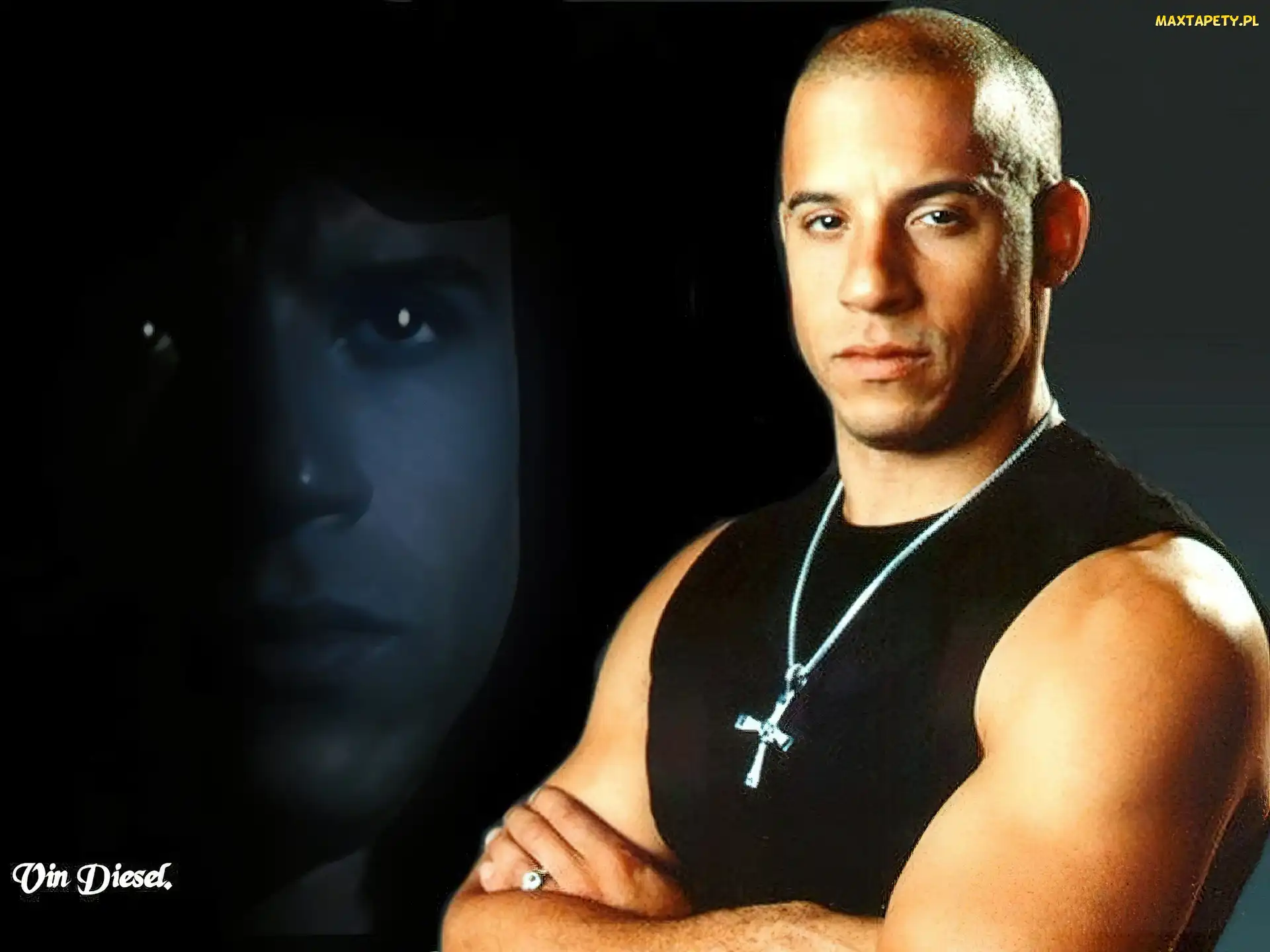 czarna koszulka, krzyżyk, Vin Diesel