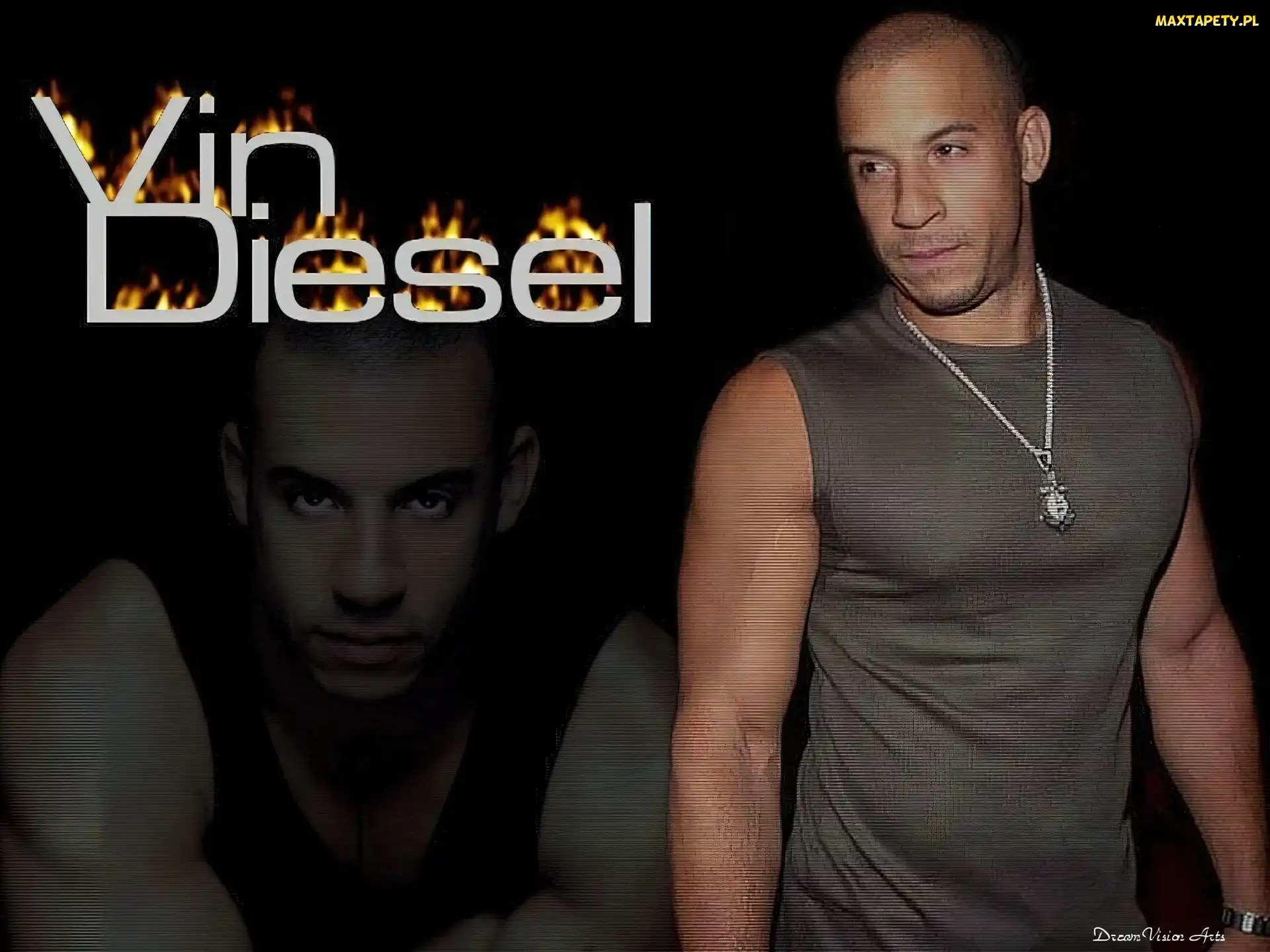 szara koszulka, łańcuszek, Vin Diesel