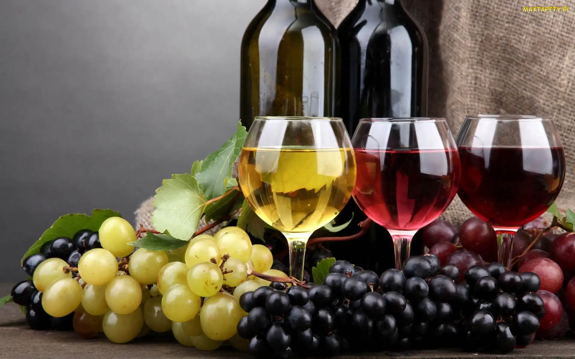 3 kolory, Kieliszki, Winogrona, Wino