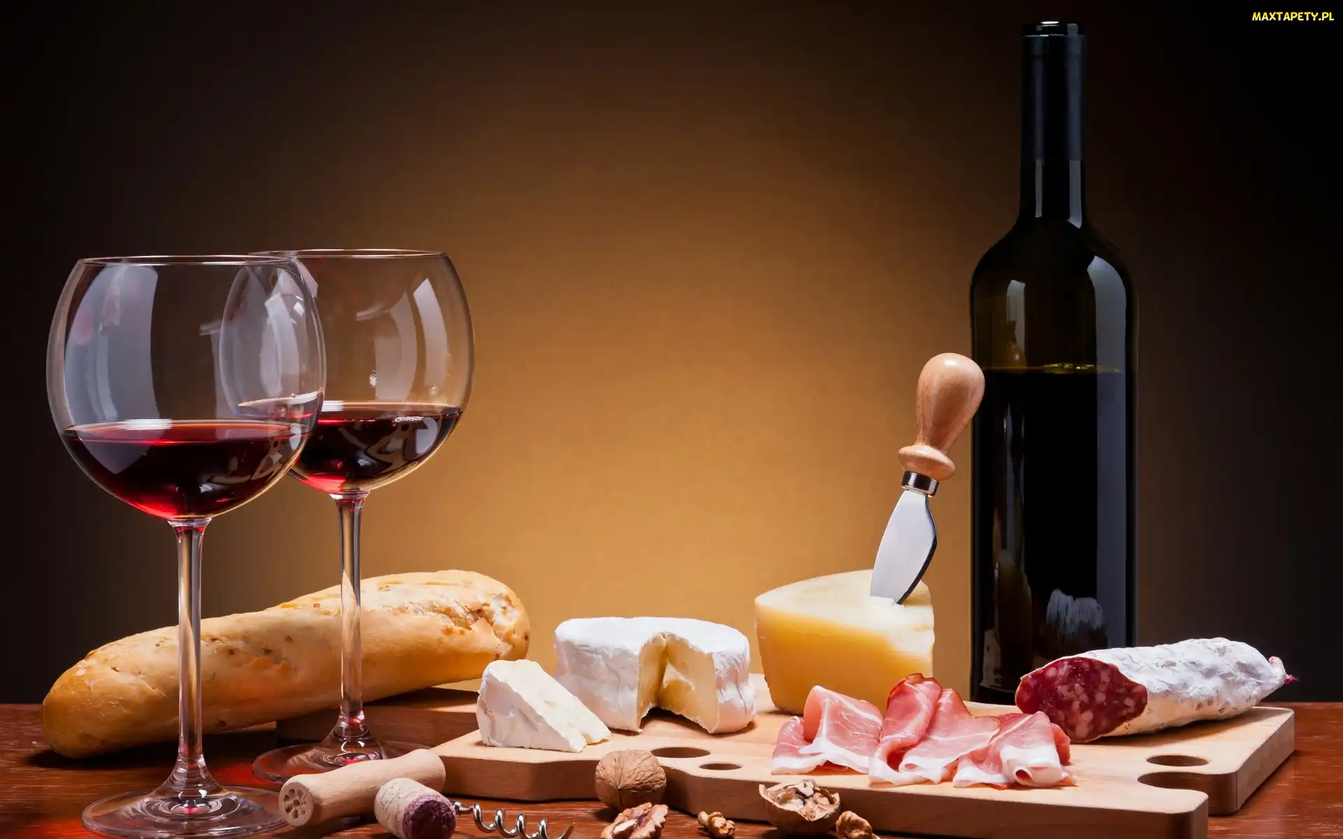 Orzechy, Kompozycja, Kieliszki, Wino, Sery