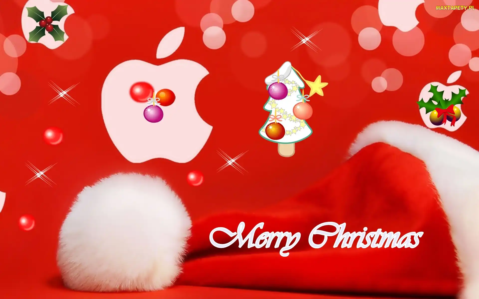 Mikołaja, Merry Christmas, Choinka , Gwiazdki, Czapka