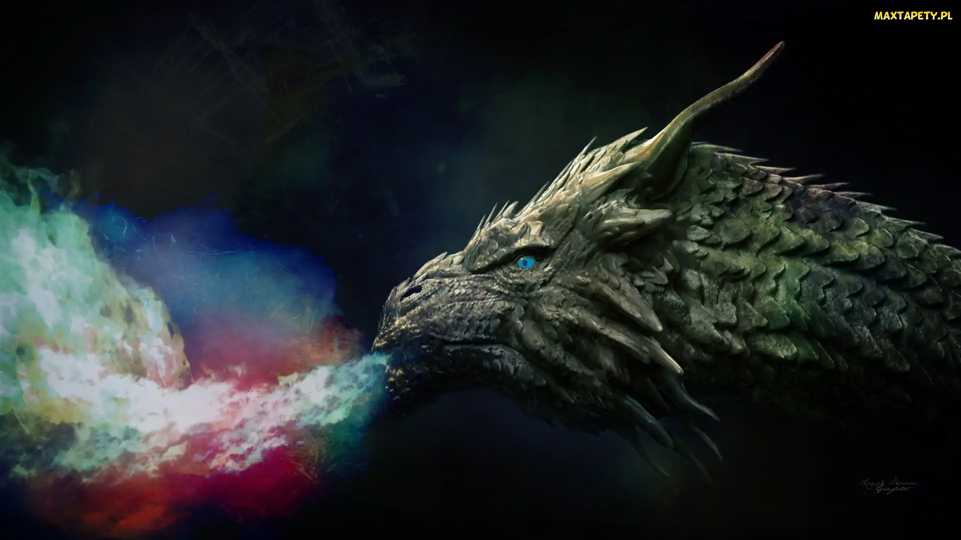 Dym, Fantasy, Smok, Rogi, Ogień