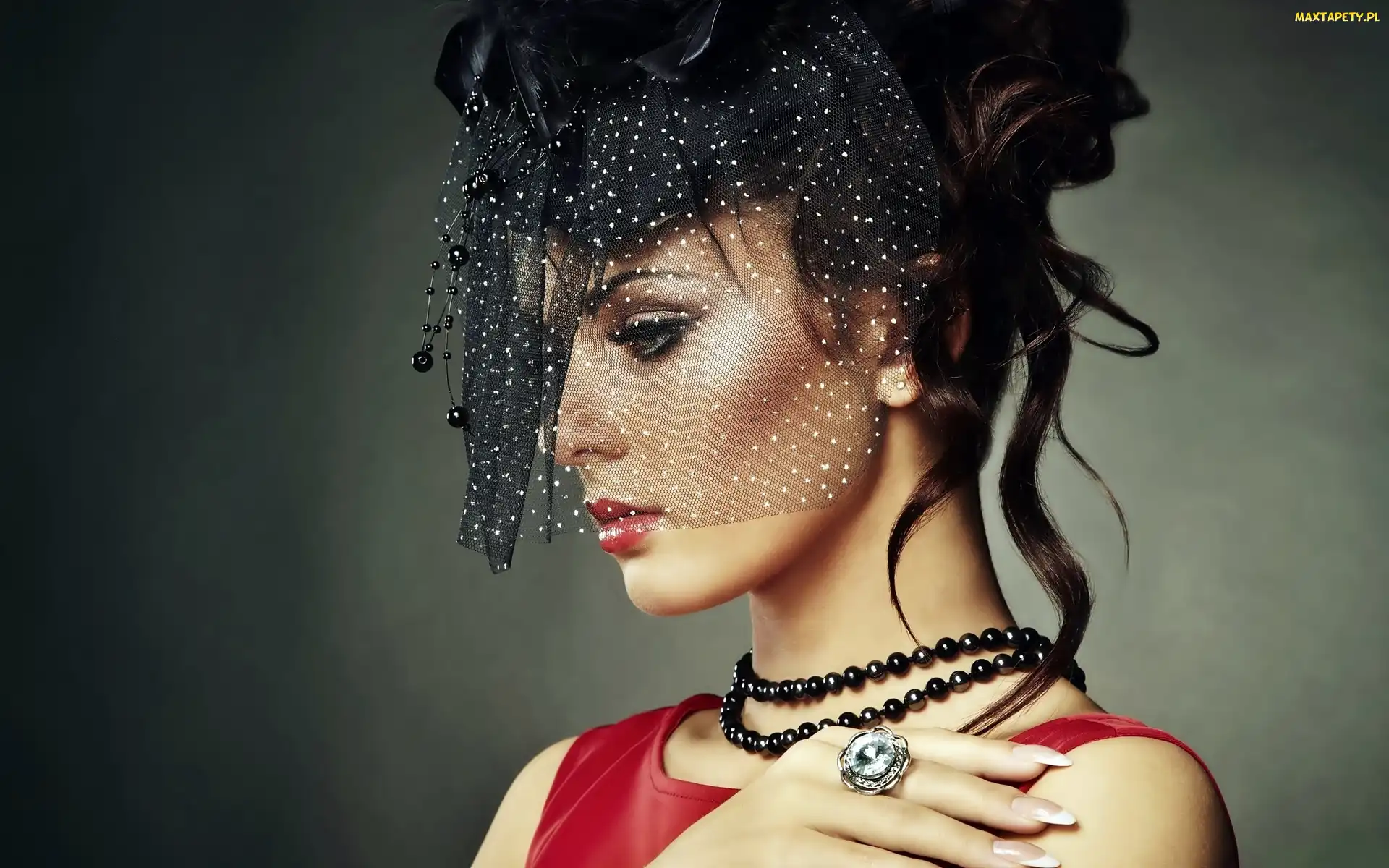 Woalka, Profil, Kobieta, Modelka