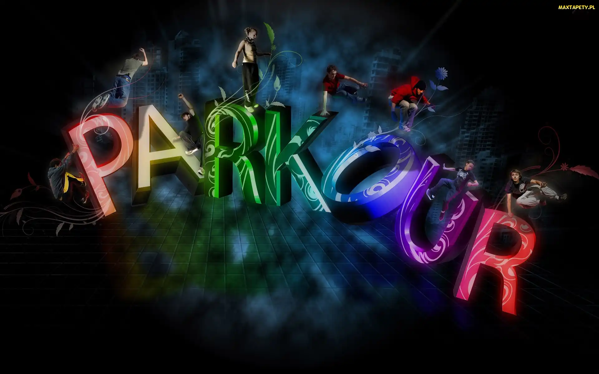 Grafika, Ludzie, Litery, Parkour, 3D