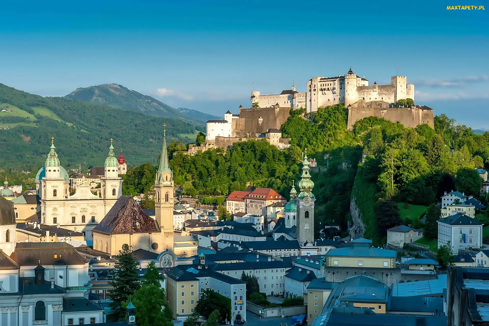 Hohensalzburg Castle, Austria, Twierdza Hohensalzburg, Salzburg, Miasto, Wzgórze Festungsberg, Budynki, Zamek