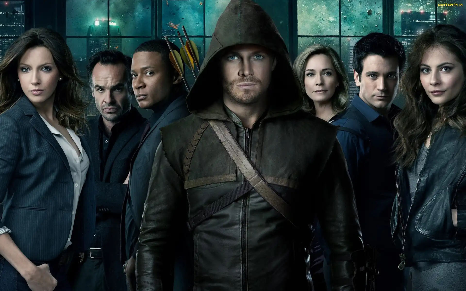 Stephen Amell, Kaptur, Arrow, Serial, Zielona strzała, Łuk
