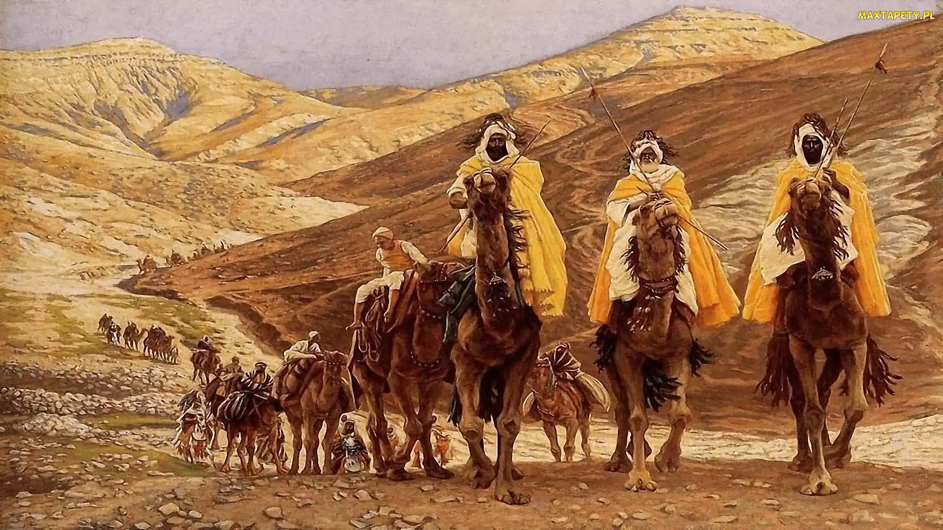 Malarstwo, Pustynia, Magowie, Wielbłądy, James Tissot