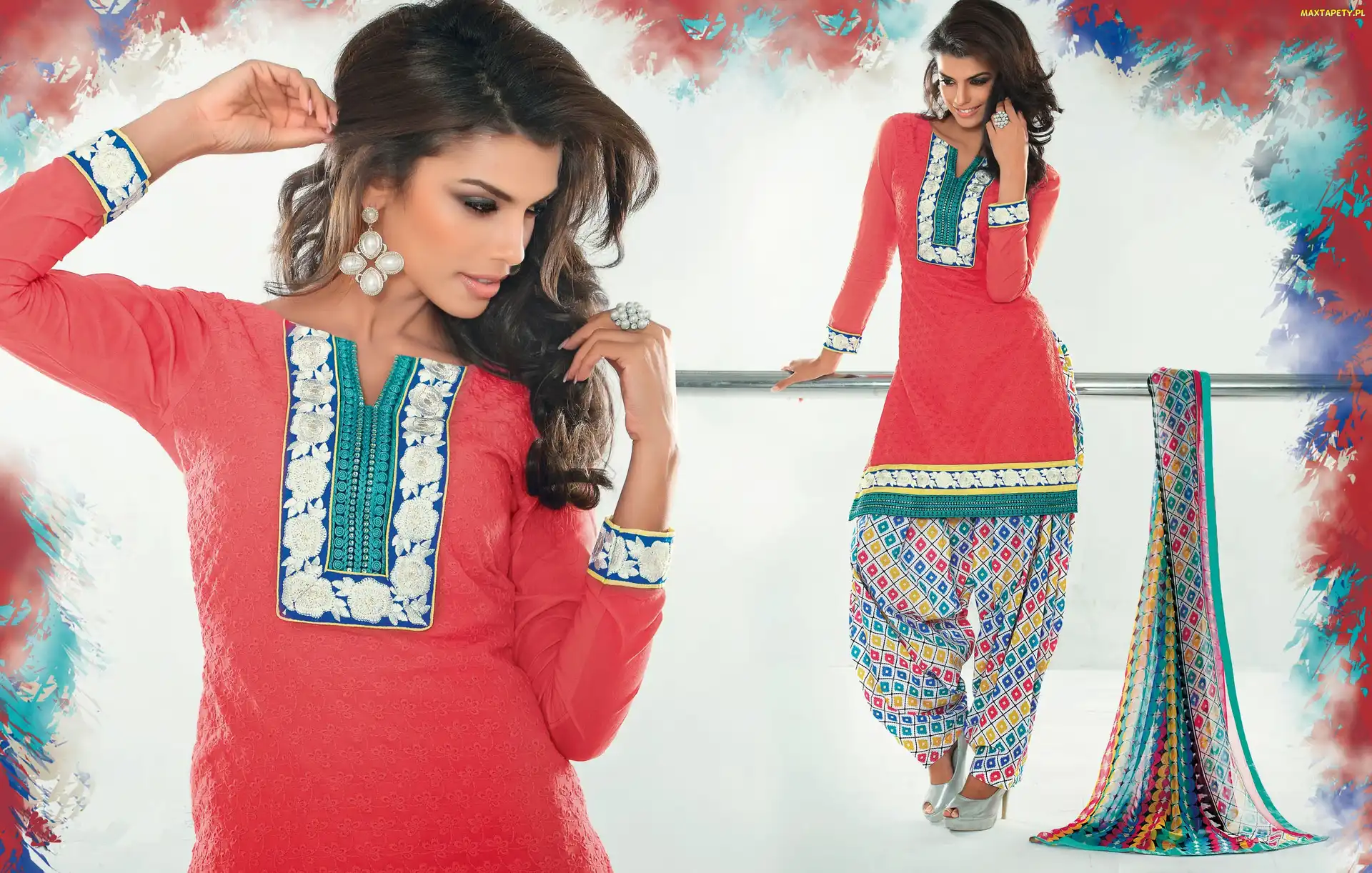 Biżuteria, Makijaż, Strój, Kobieta, Salwar, Kameez