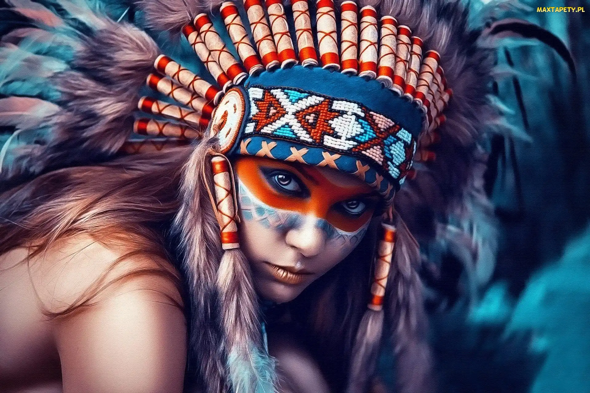 Tekstura, Pióropusz, Dziewczyna, Indianka