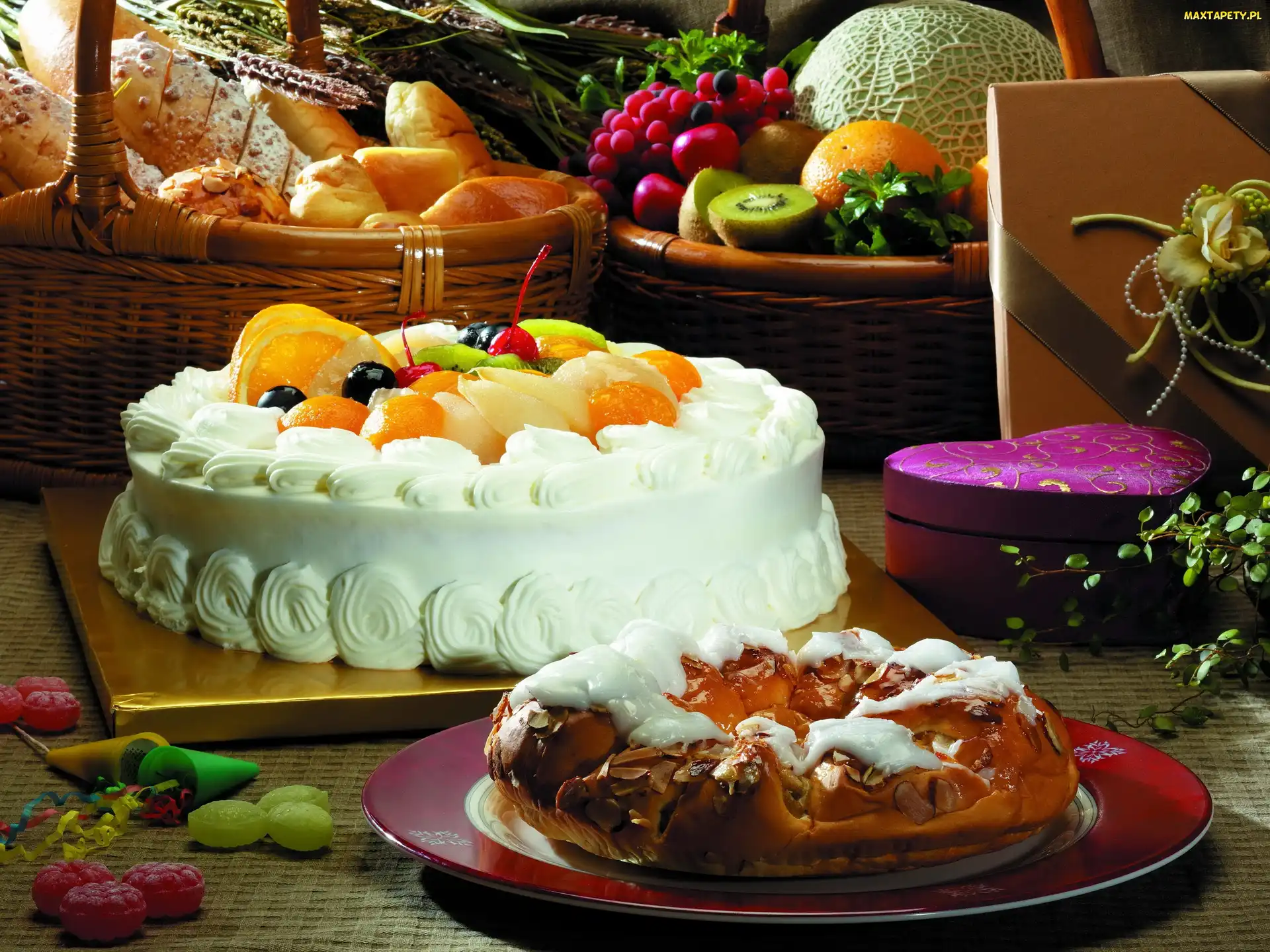 Ciasta, Tort, Pieczywo, Owoce