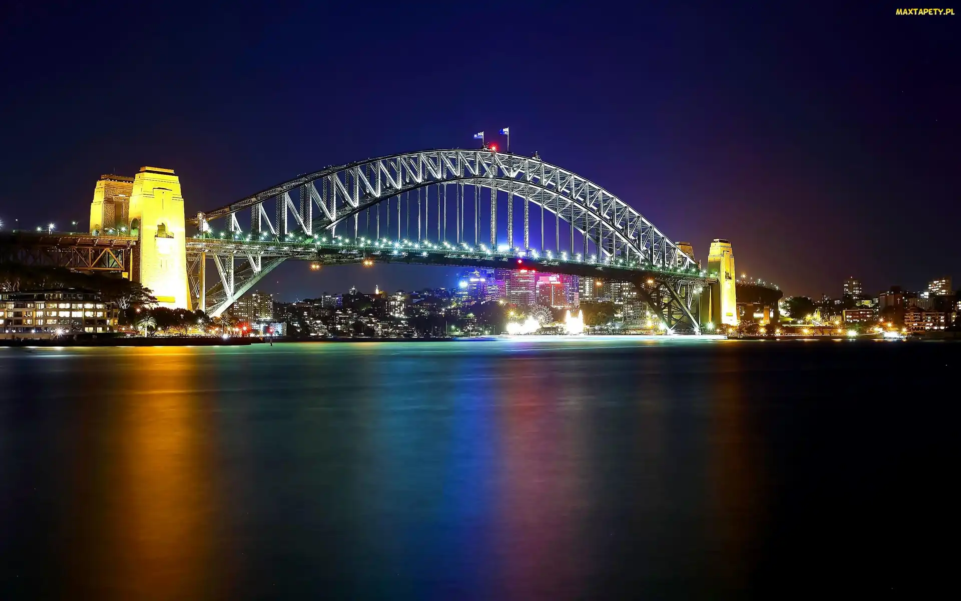 Miasto nocą, Harbour Bridge, Sydney, Australia
