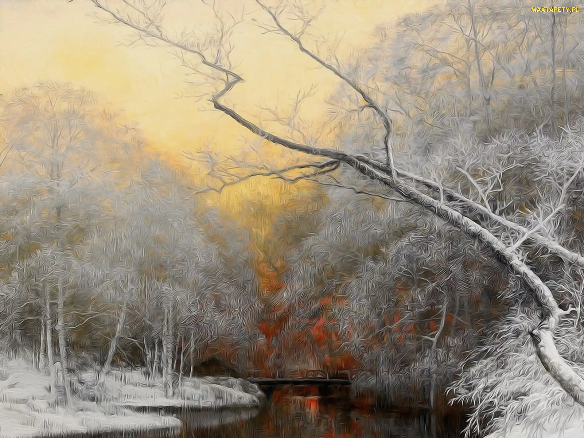 Krajobraz, Fractalius, Las, Zima