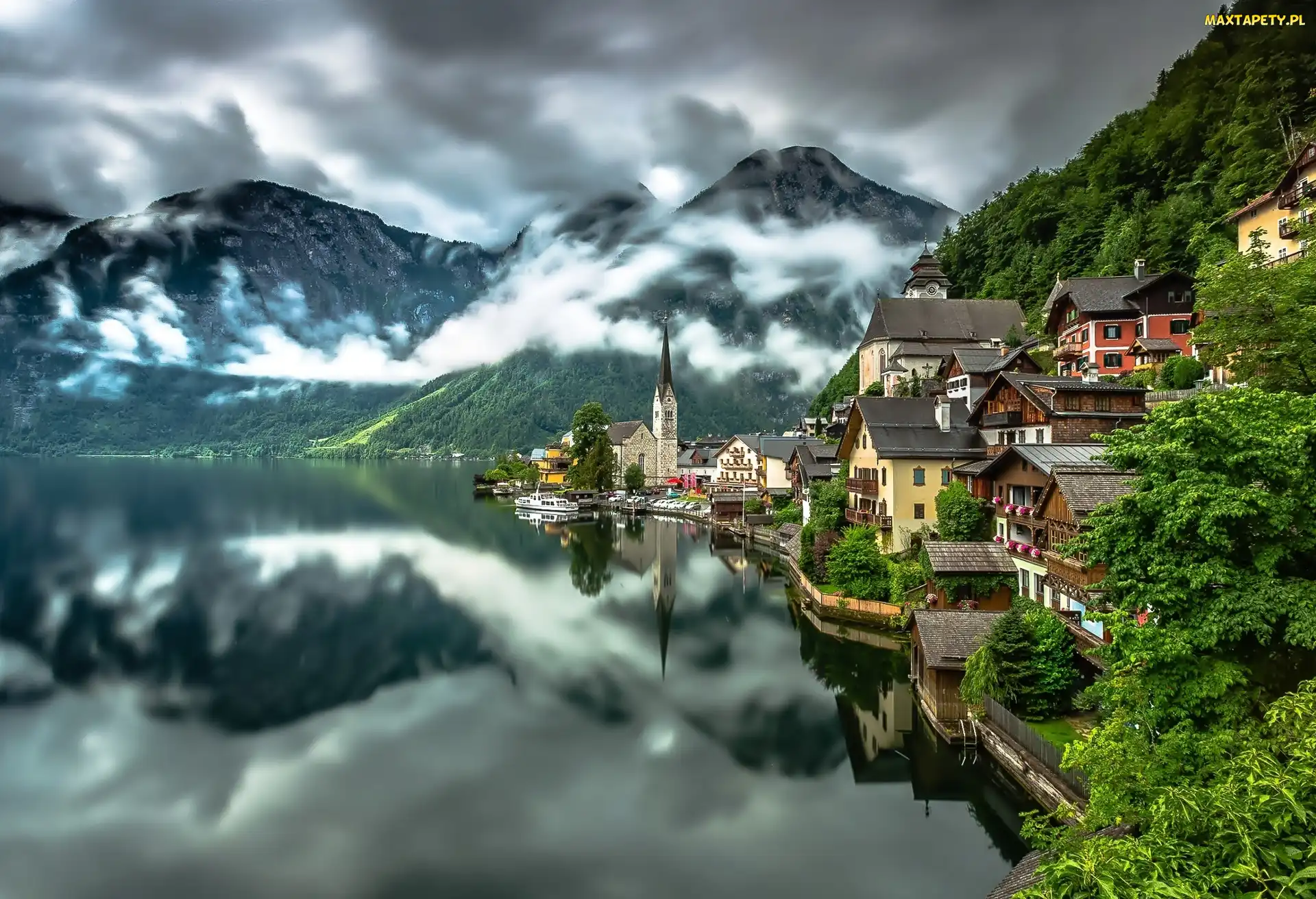 Austria, Hallstatt, Góry, jezioro