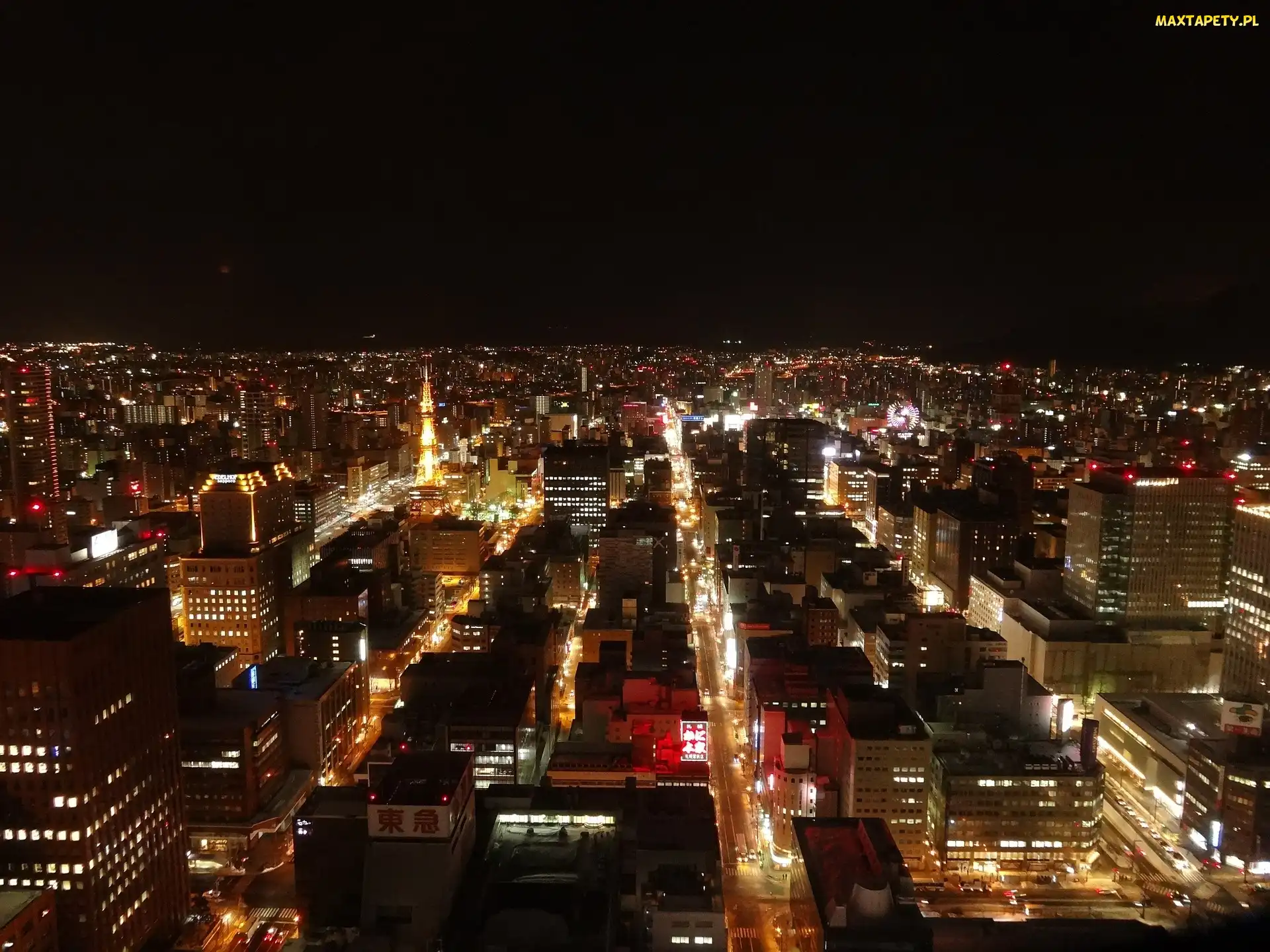 Sapporo, Miasto nocą, Japonia
