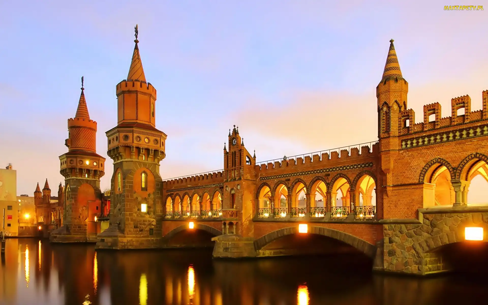 Szprewa, Rzeka, Berlin, Niemcy, Most, Oberbaumbrücke