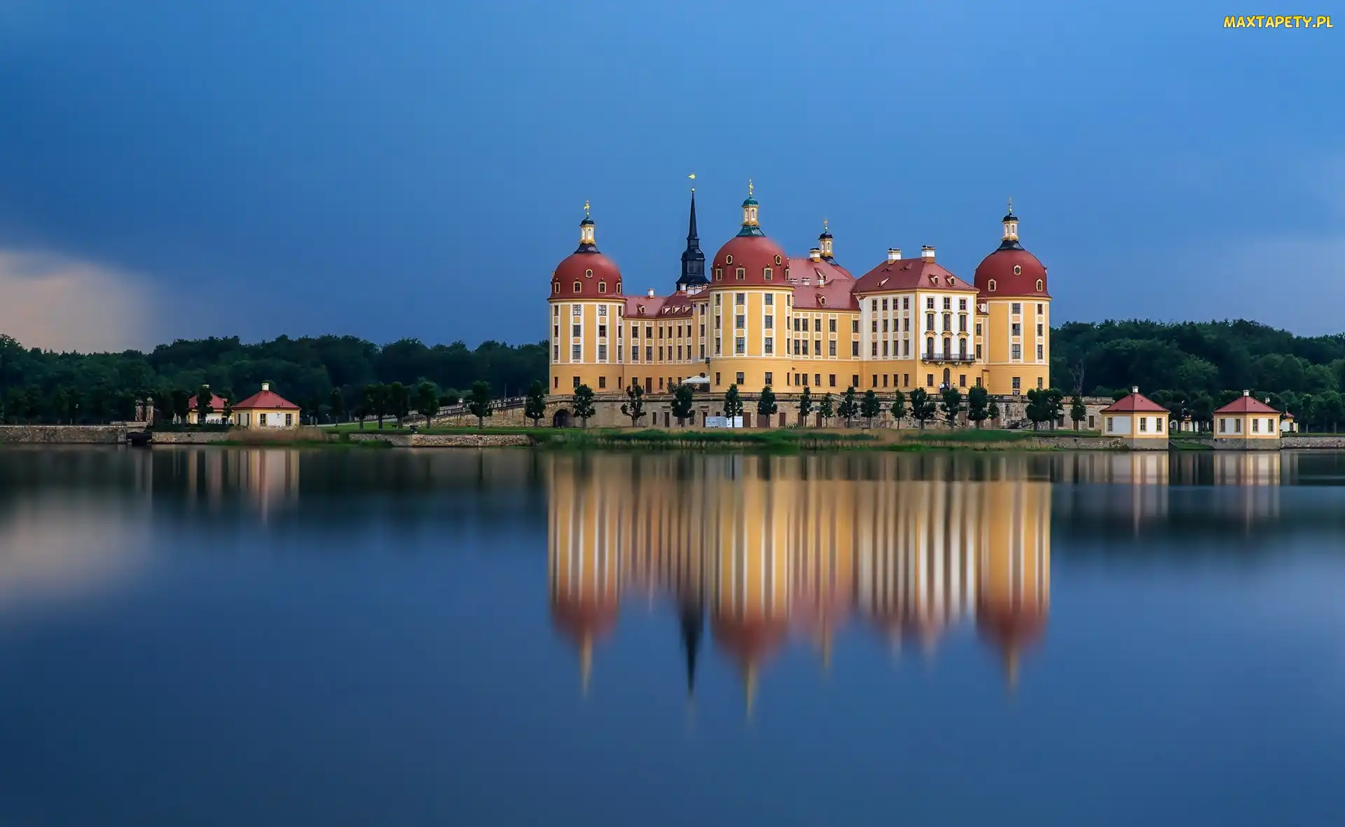 Jezioro, Niemcy, Pałac Moritzburg, Saksonia
