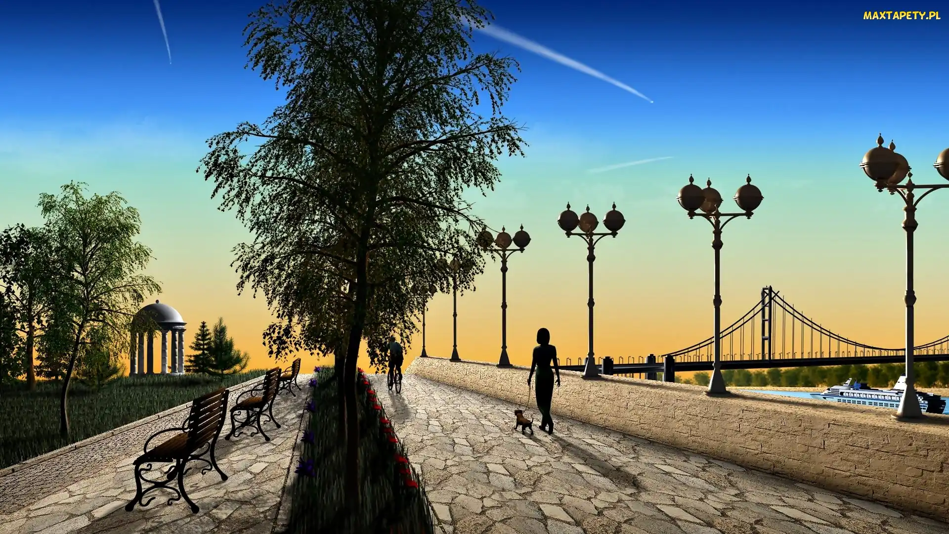 Most, Ludzie, Grafika, Promenada