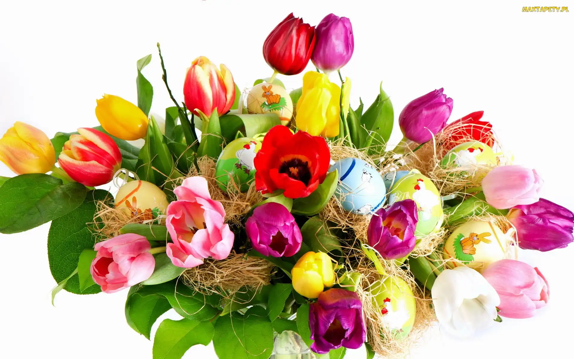 Kolorowe, Wielkanoc, Pisanki, Tulipany