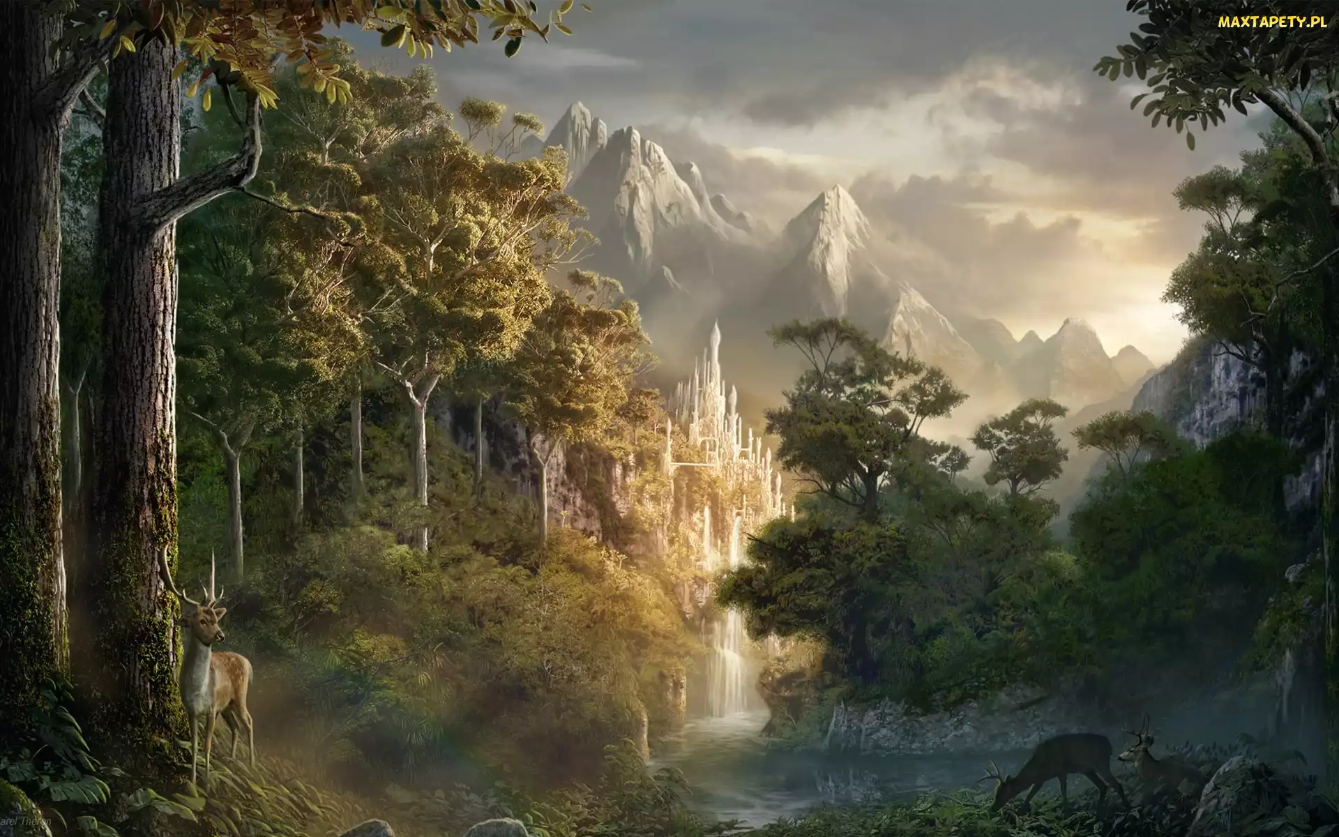 Fantasy, Zamek, Góry, Rzeka