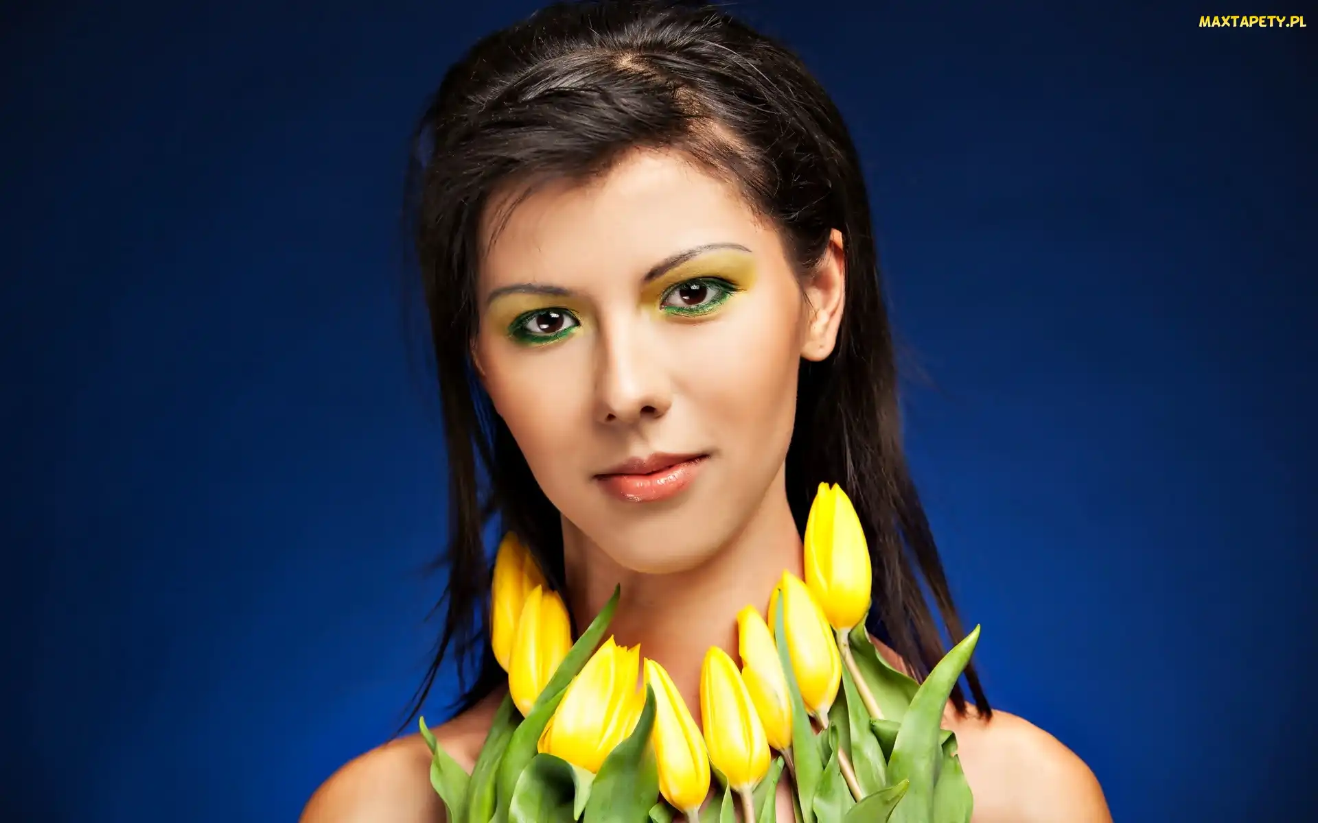 Tulipany, Makijaż, Kobieta, Twarz