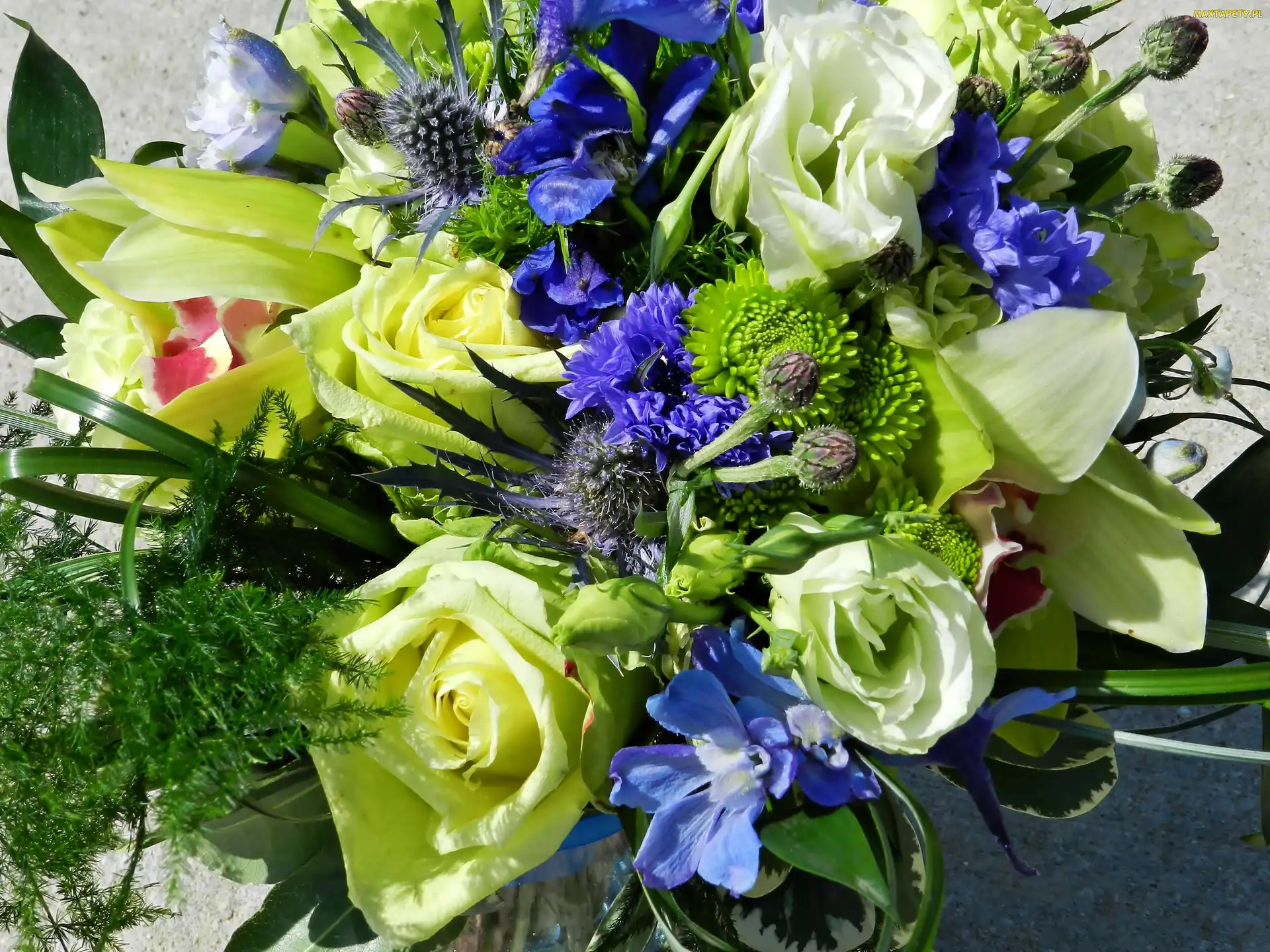 Kwiaty, Róże, Eustoma, Bukiet