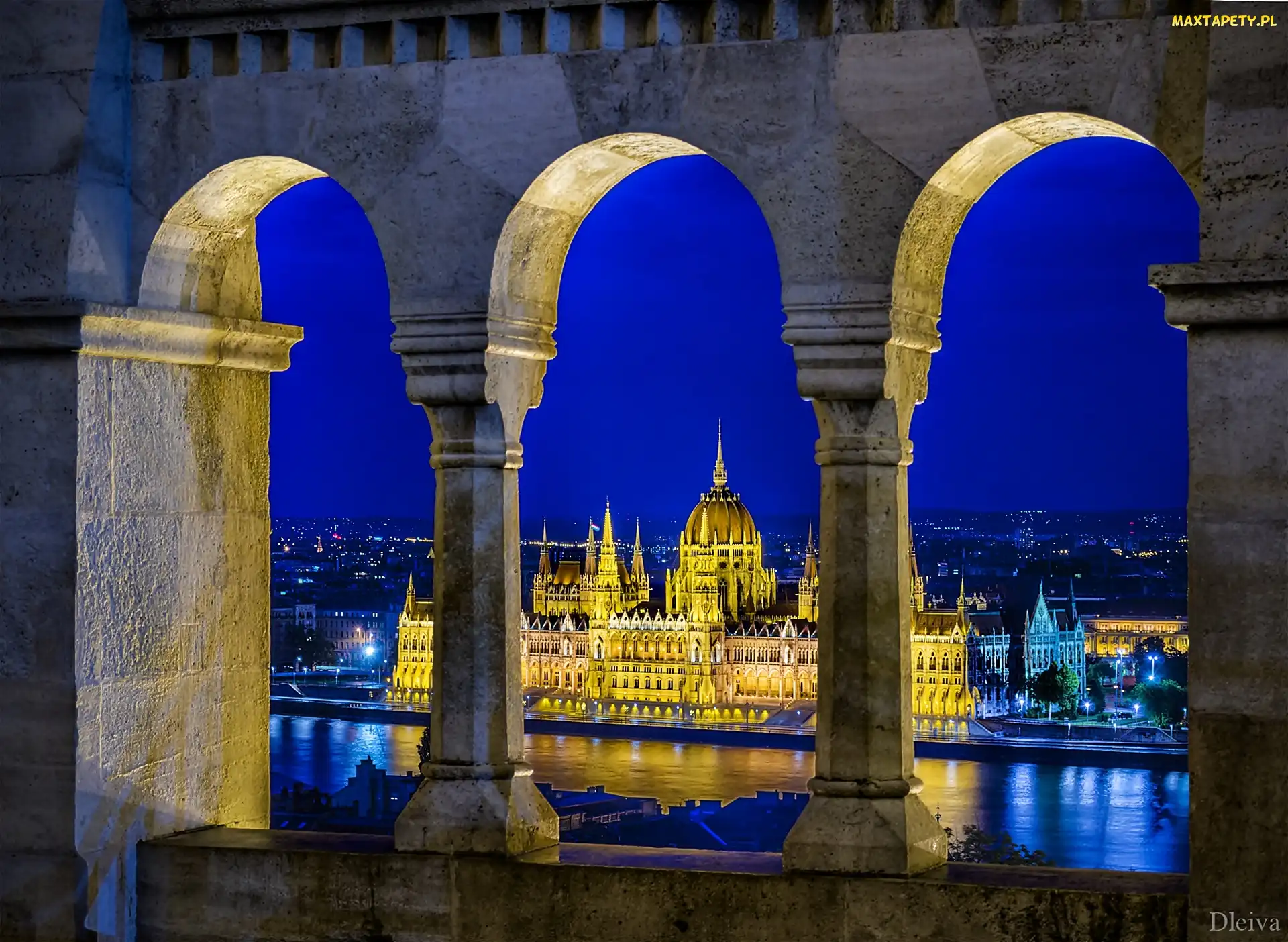 Nocą, Miasto, Węgry, Rzeka, Zabytek, Budapeszt, Parlament