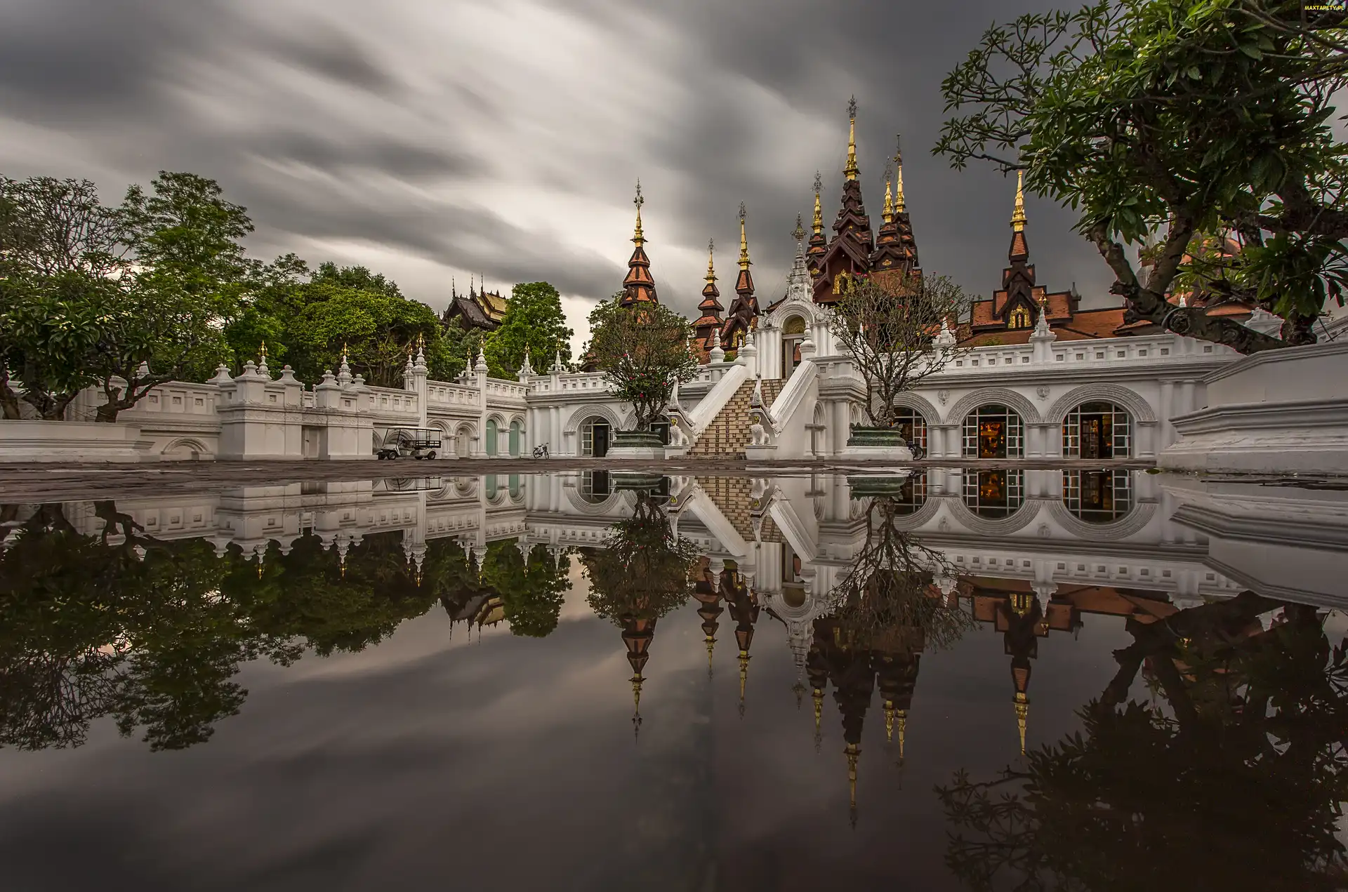 Staw, Tajlandia, Chiang Mai, Odbicie, Pałac