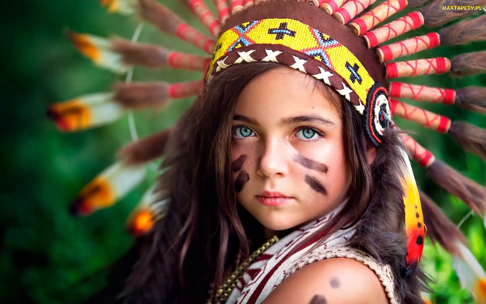 Pióropusz, Indianka, Dziewczynka, Twarz