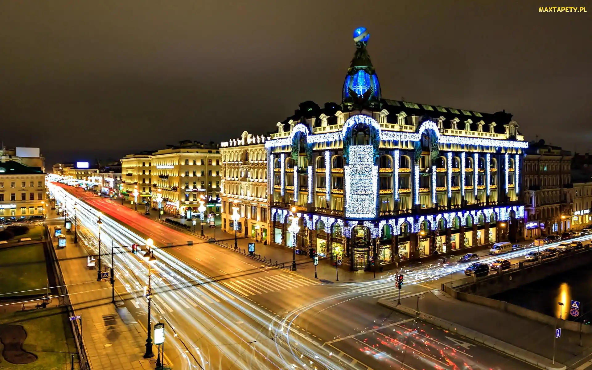 Nocą, Miasto, Petersburg, Oświetlone