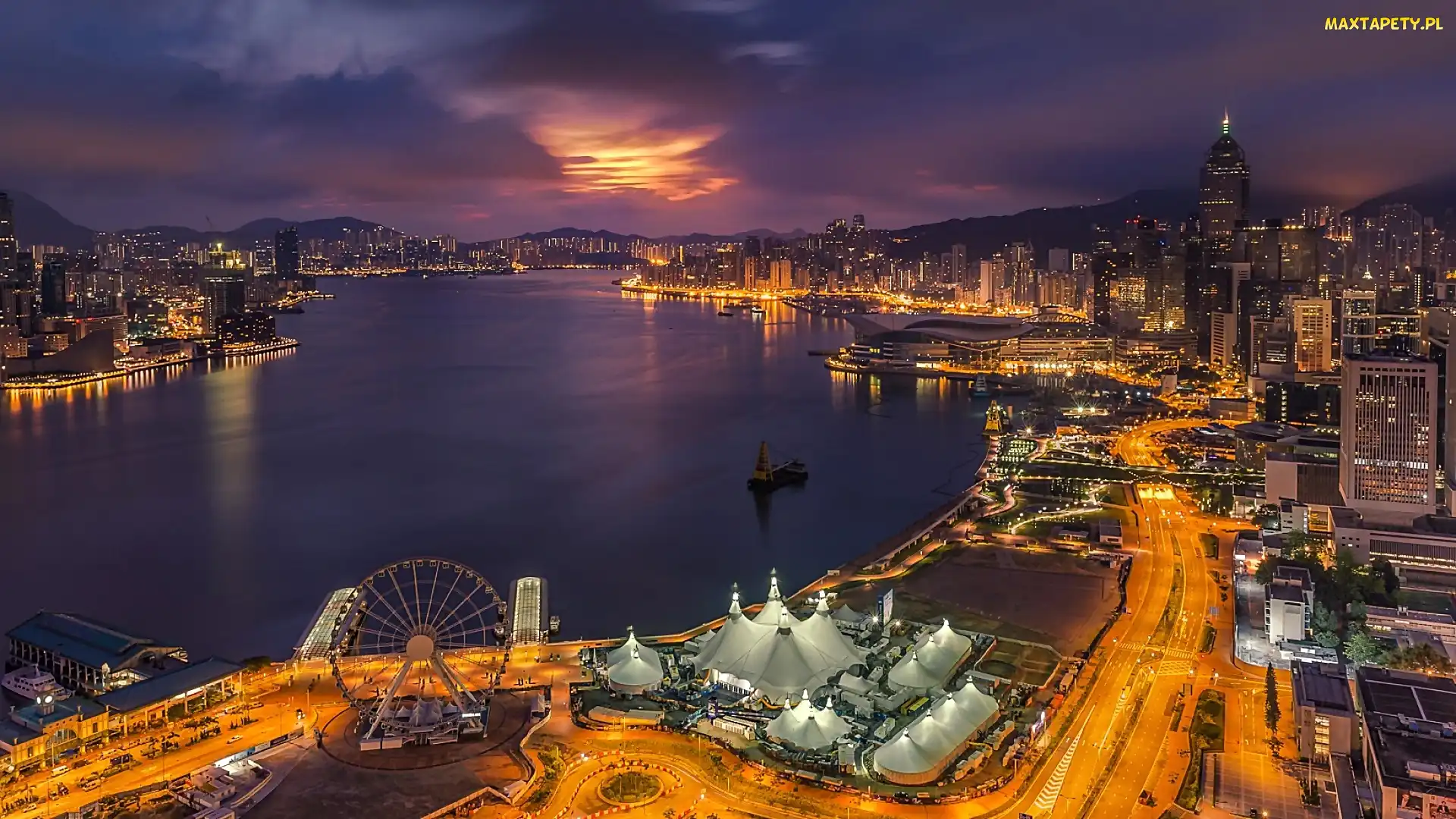 Chiny, Hong Kong, Miasto Nocą