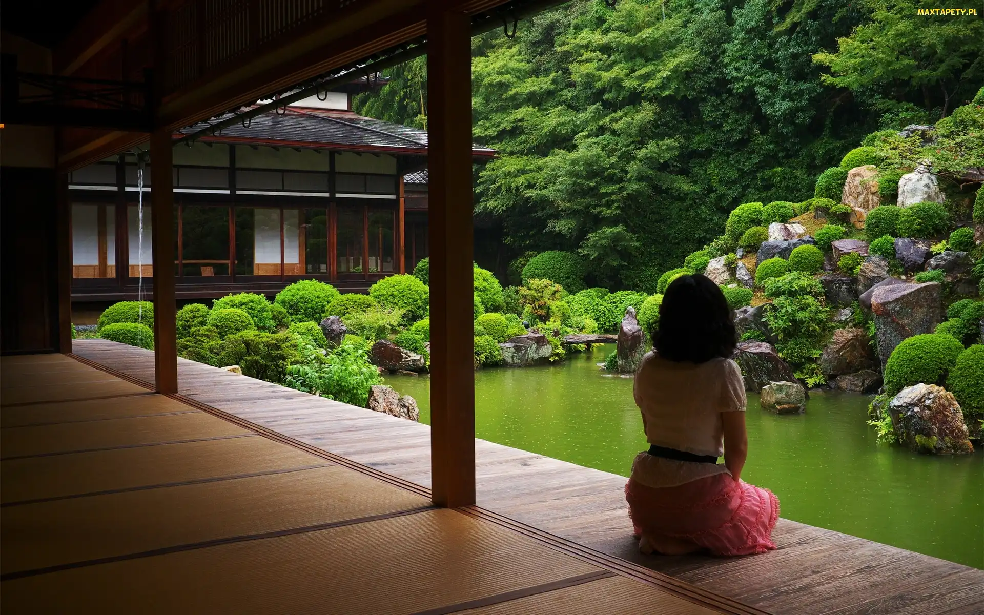 Dziewczyna, Japonia, Dom, Ogród