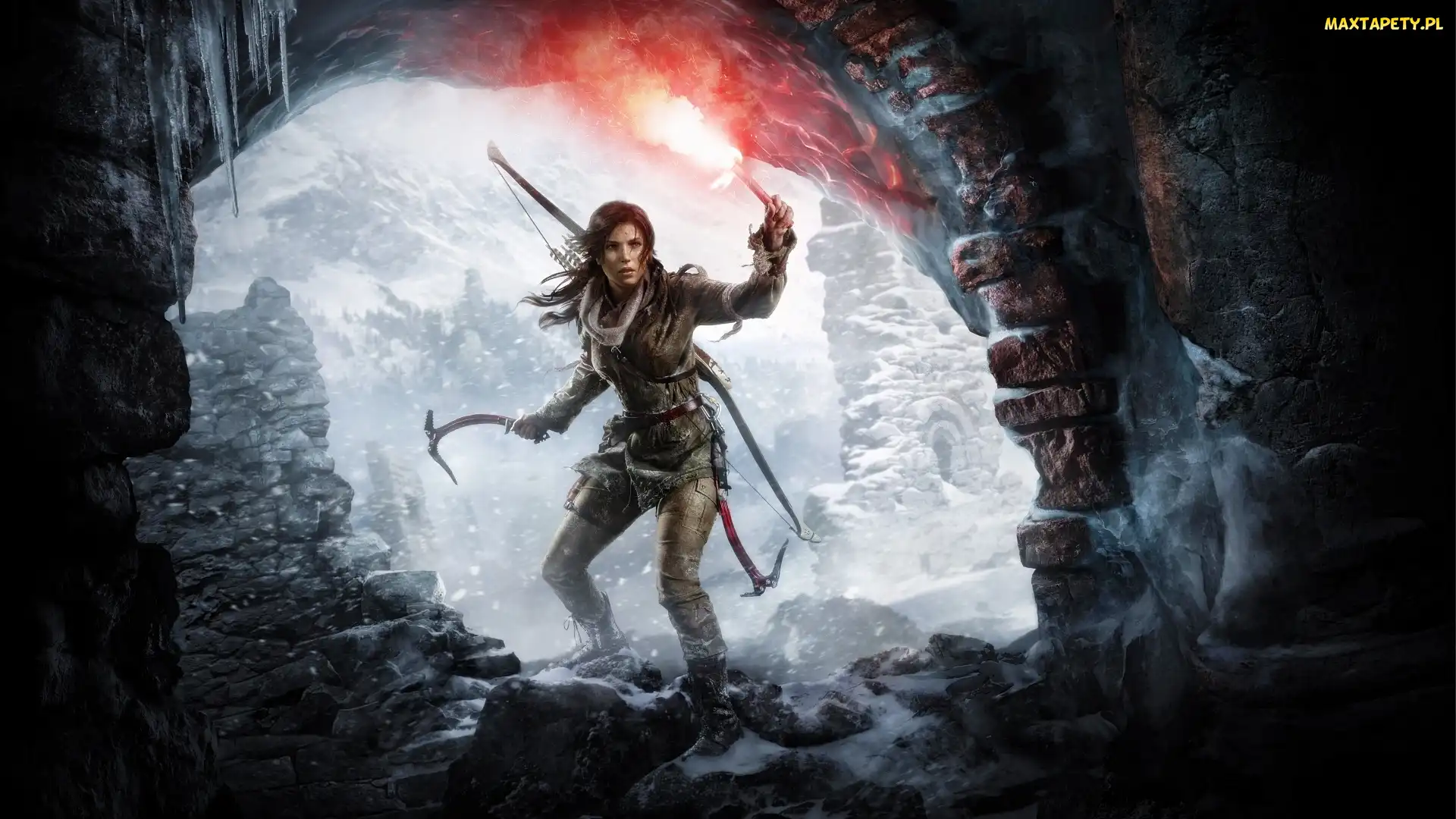 Tomb Raider, Wojowniczka, Góry, Zima, Jaskinia, Kobieta