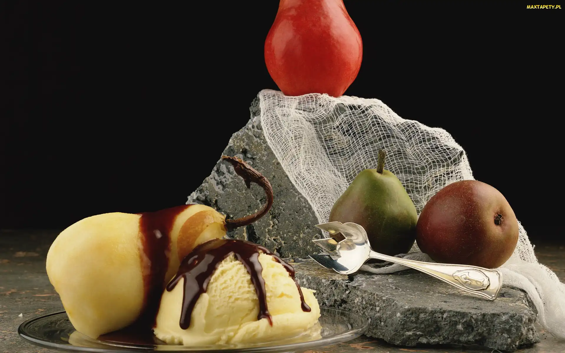 Kompozycja, Kamień, Lody, Gruszki