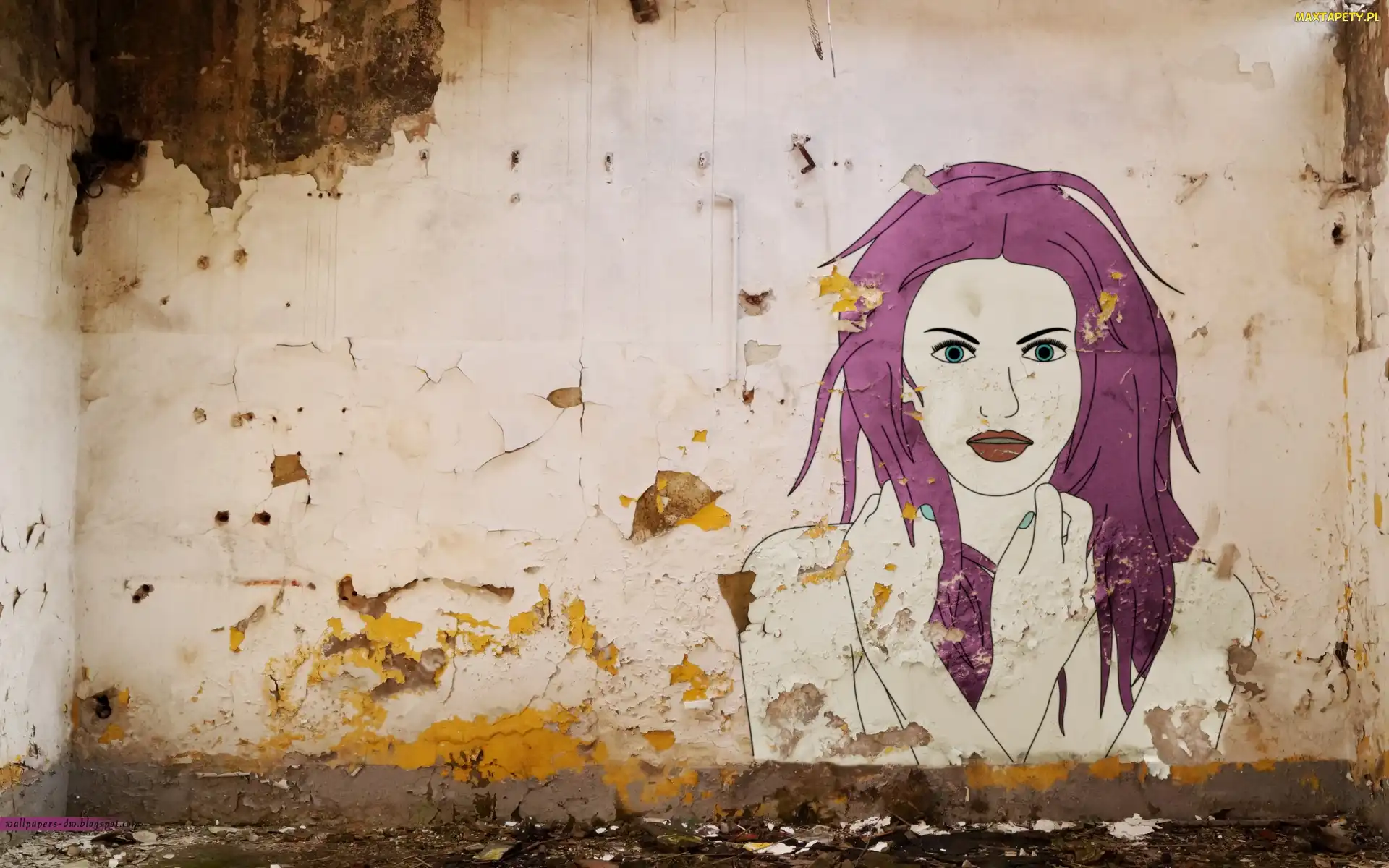 Street art, Kobieta, Ściana, Mural