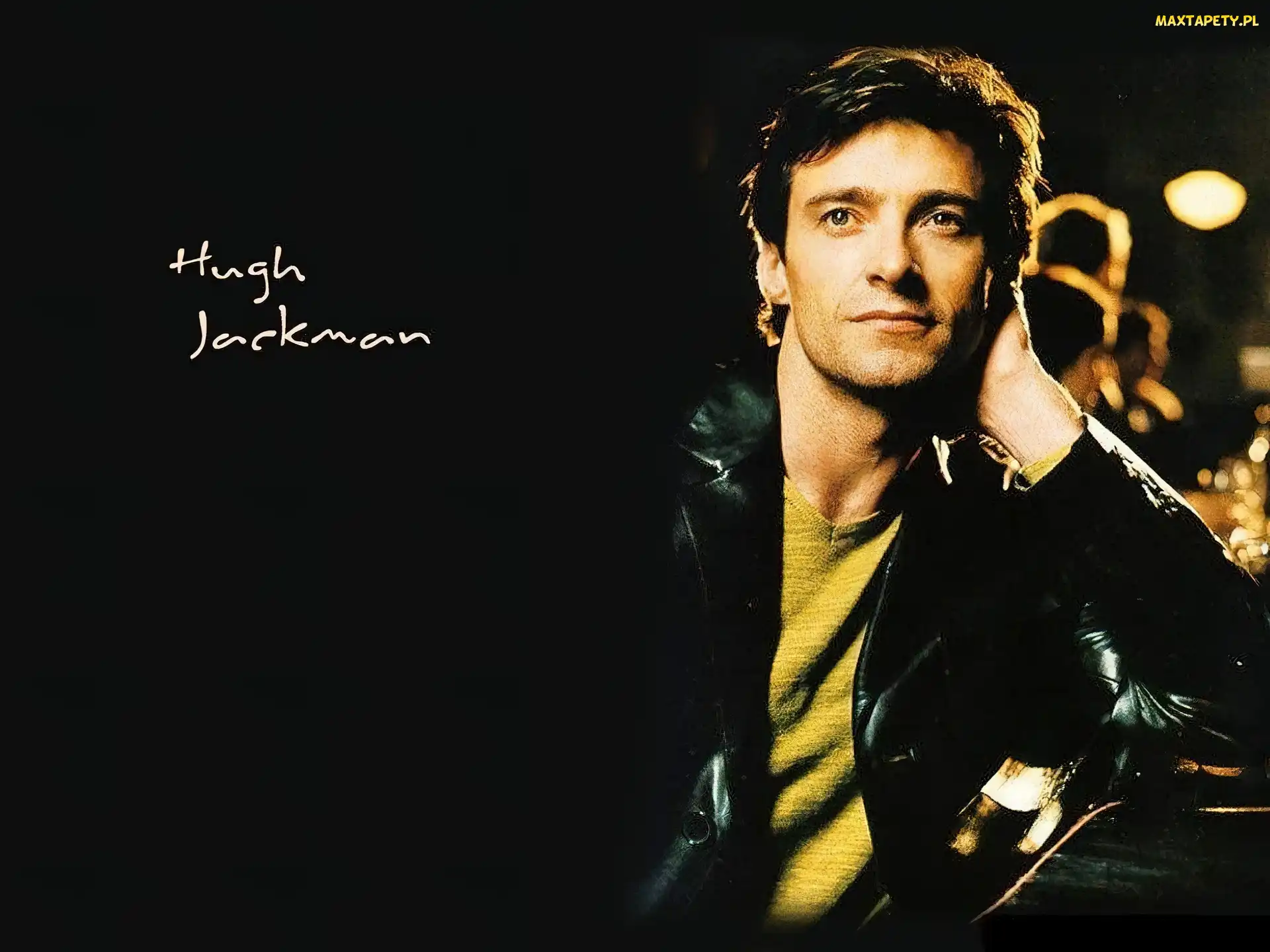Hugh Jackman, czarna kurtka