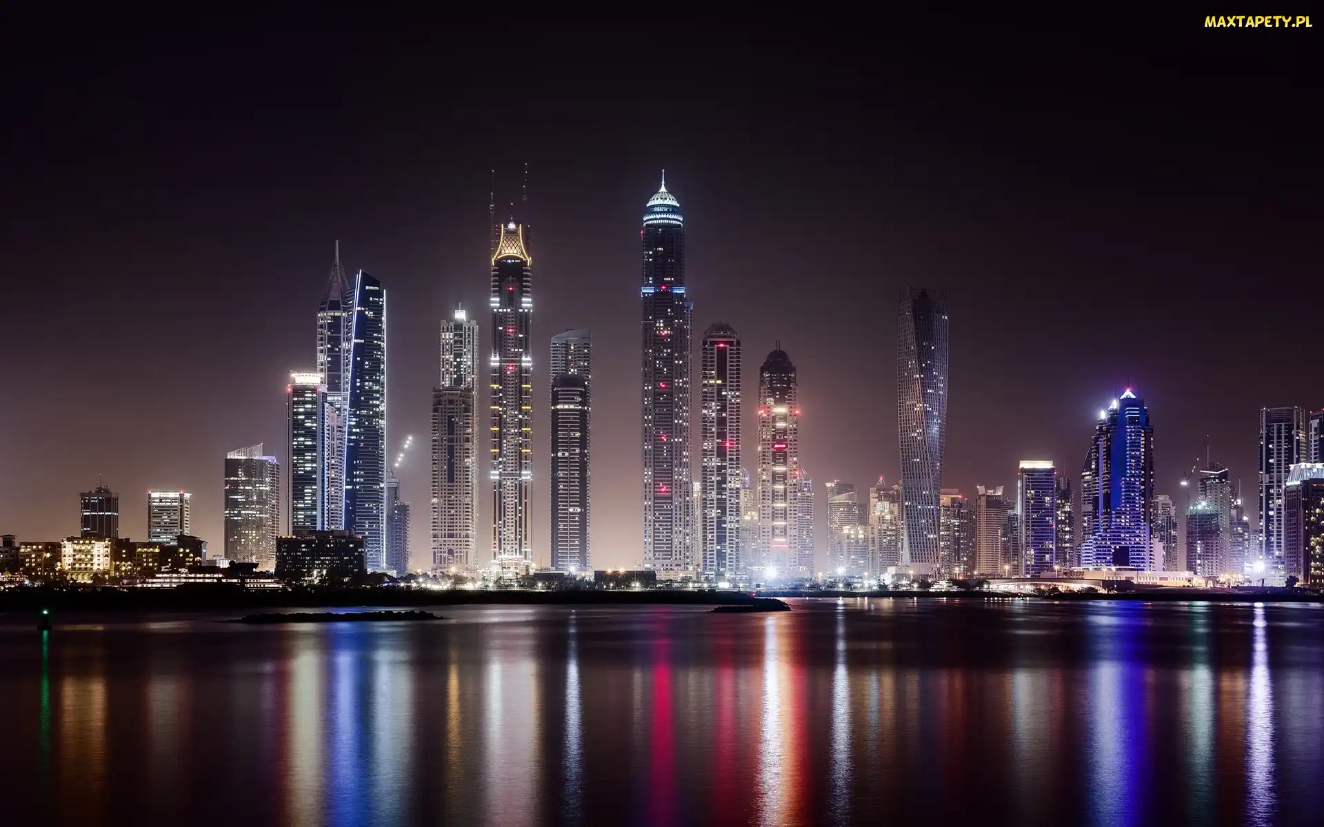 Wieżowce, Dubaj, Noc