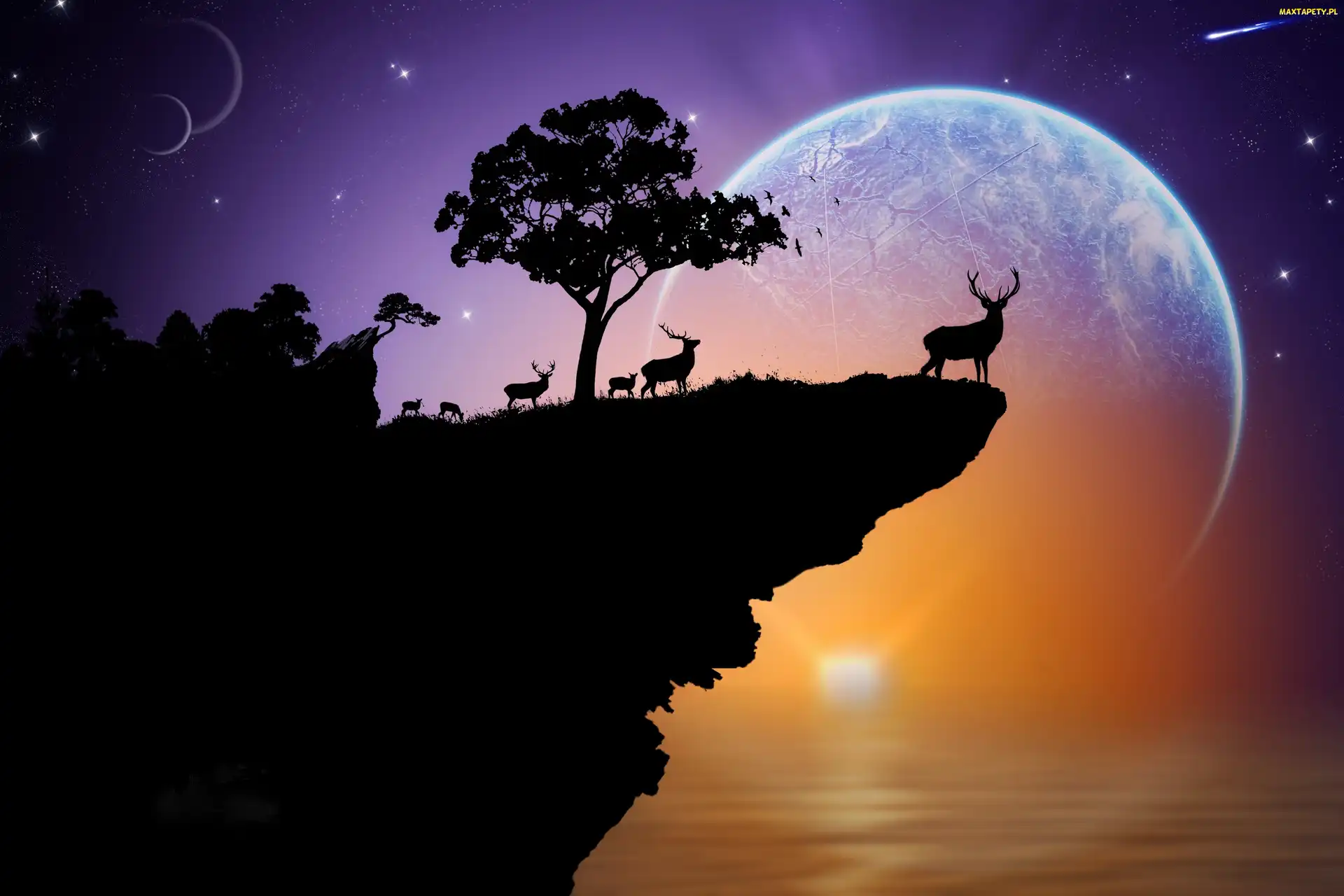 Planeta, Fantasy, Morze, Niebo
