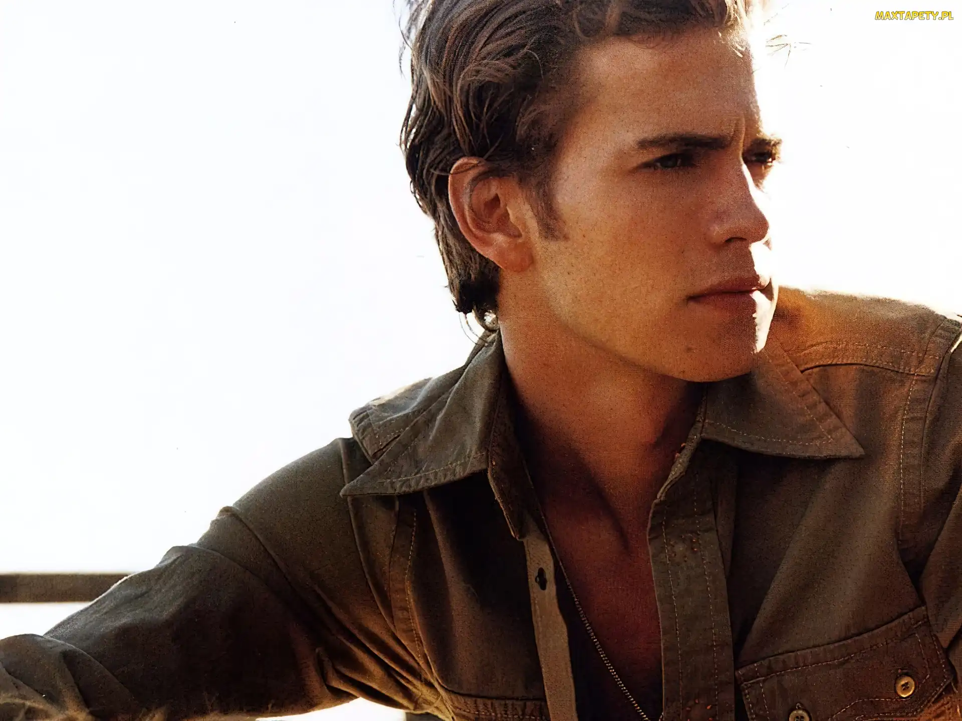 blond włosy, beżowa koszula, Hayden Christensen