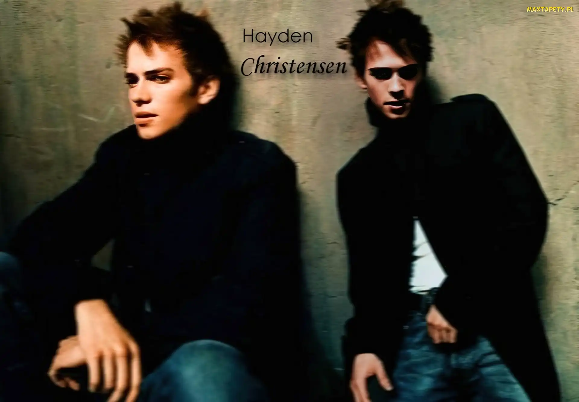czarny strój, jeansy, Hayden Christensen