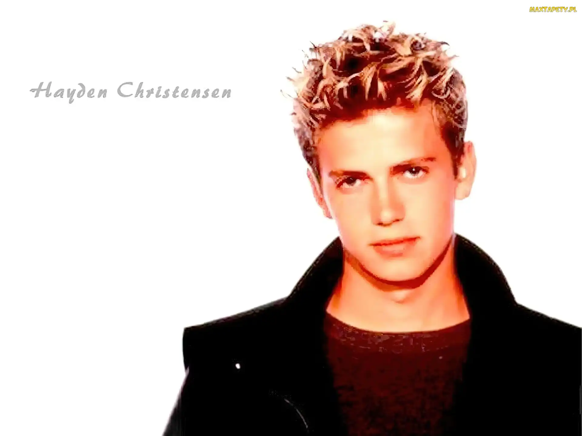 jasne włosy, czarna kurtka, Hayden Christensen
