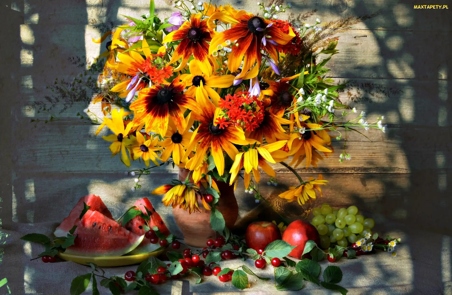 Winogrono, Arbuz, Rudbekia, Bukiet Kwiatów