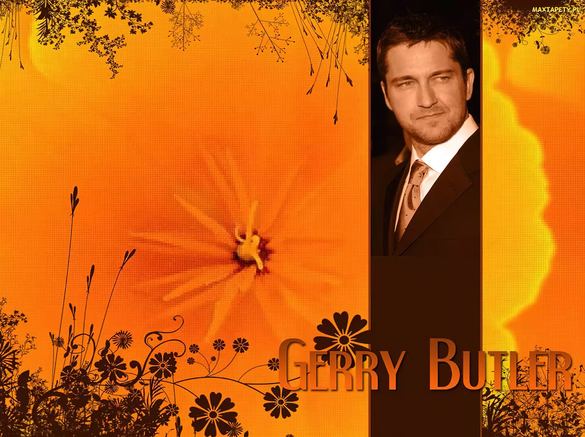 kwiatki, garnitur, Gerard Butler