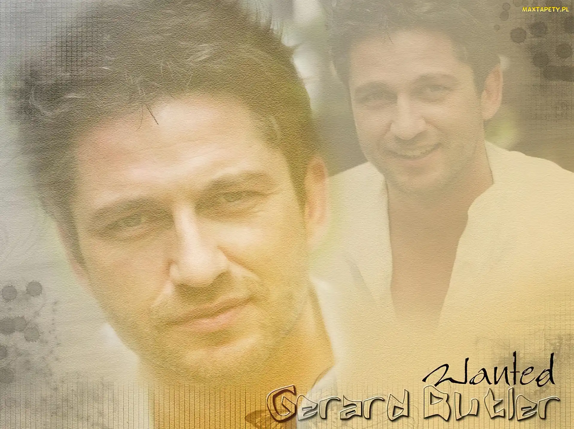 biała koszula, niebieskie oczy, Gerard Butler