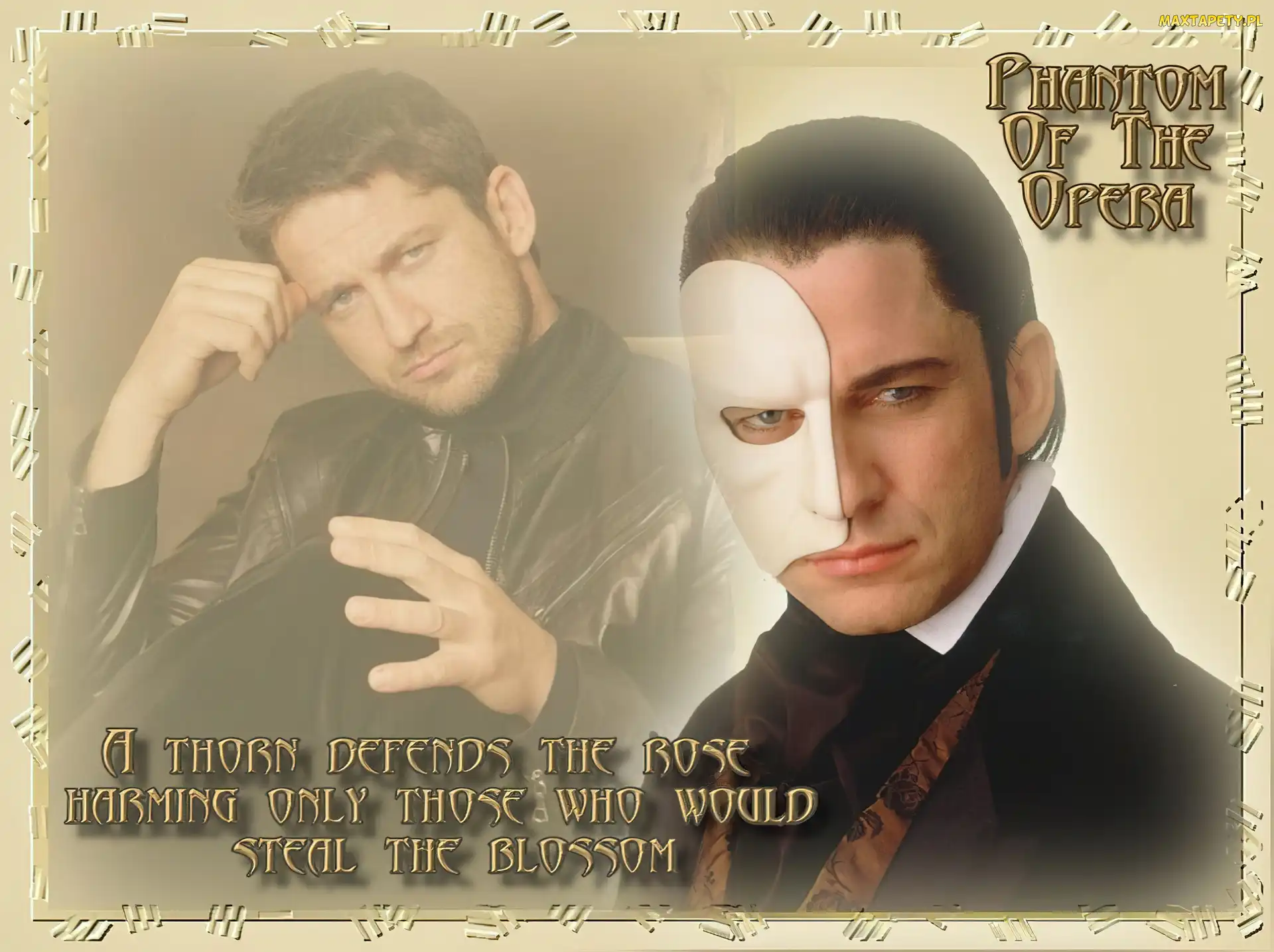 maska, czarna kurtka, Gerard Butler