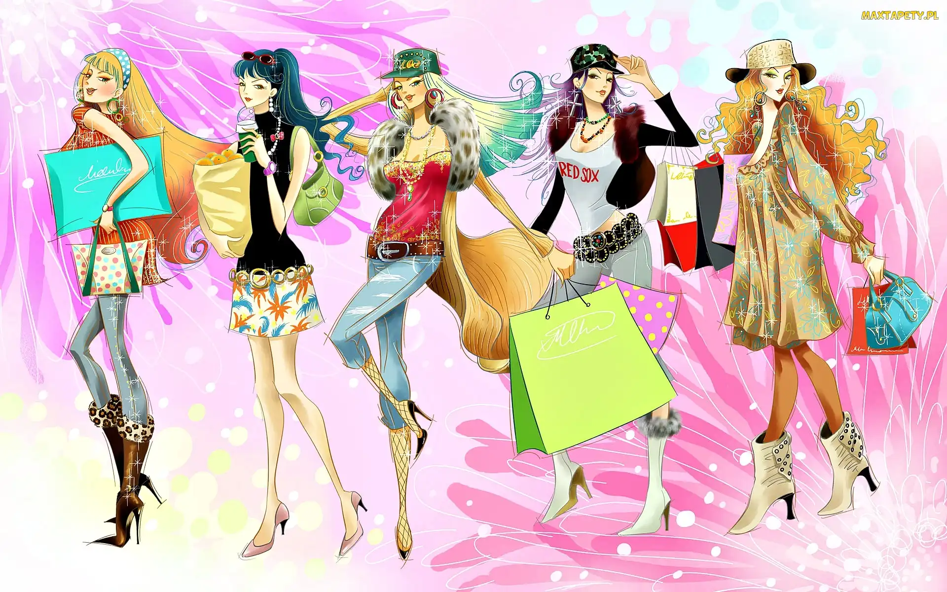 Modelki, Rysunek, Stroje, Kolorowe, Moda i Styl