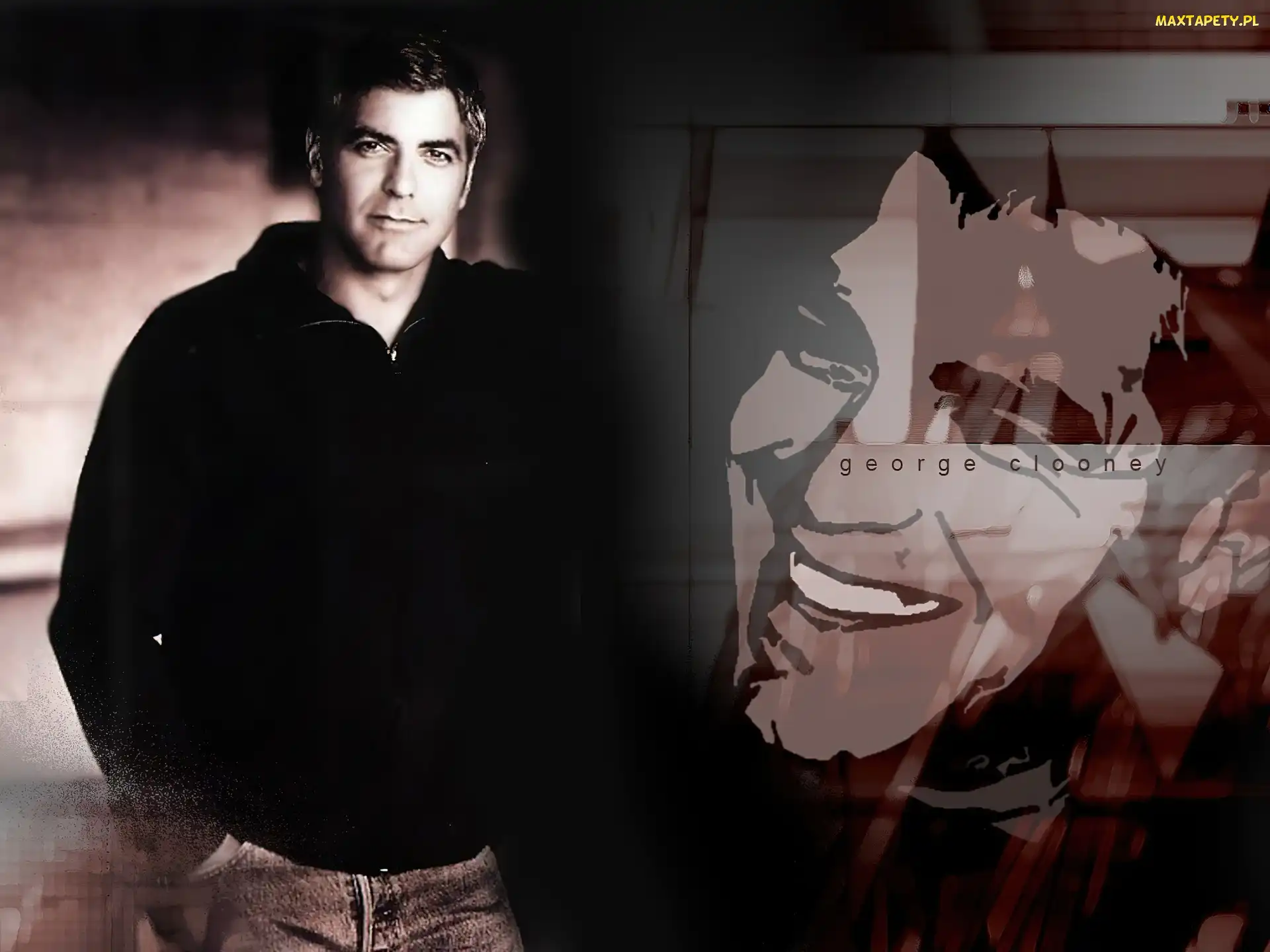 czarna bluza, uśmiech, George Clooney
