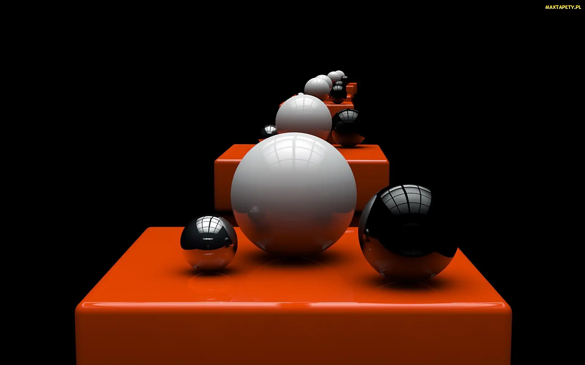 Klocki, Czerwone, Czarne, Białe, Kule, Grafika 3D